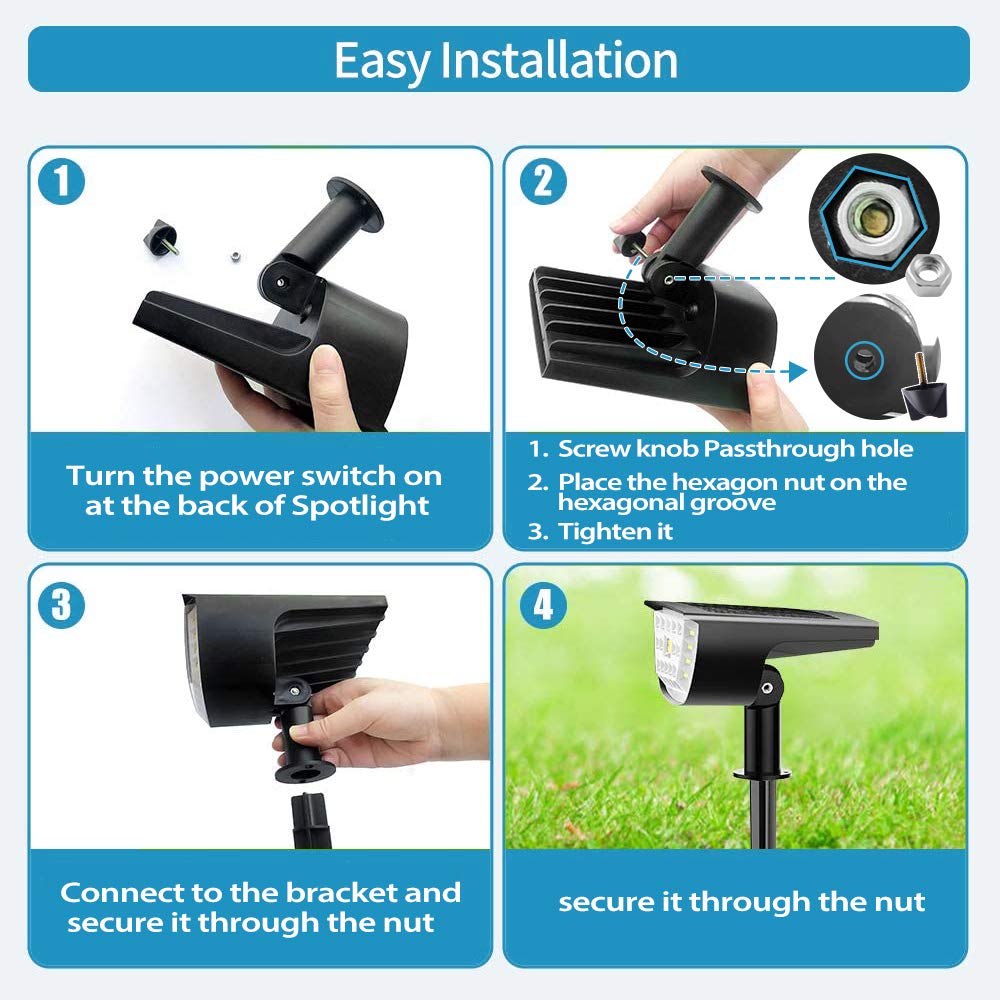 Jior Solar Outdoor Lights,32 Leds Landscape Spotlights Ip65 Waterproof Solar Powered Outdoor Lights,2-In-1 Adjustable Solar Wall