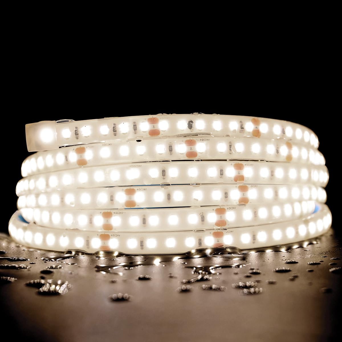 Superlightingled Dc24V 4000K White Sauna Led Strip Lights High Temp  Flexible Long 5M 16.4Ft 120 Leds/M Heat Resistant Waterproof Led Strip Light Ip68 For Steam Room Lighting (4000K Natural White)