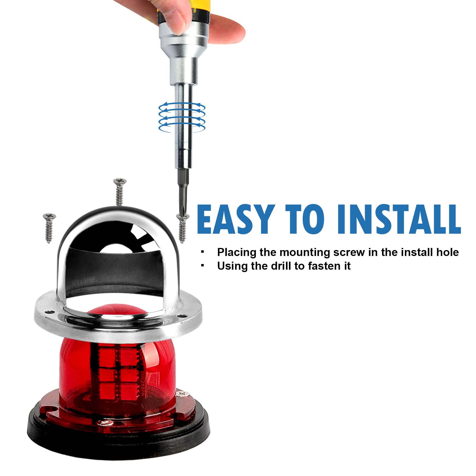 Obcursco LED Navigation Lights for Boats - Red & Green, Aluminum, Deck Mount, Port & Starboard, Model 4333805958, Silver