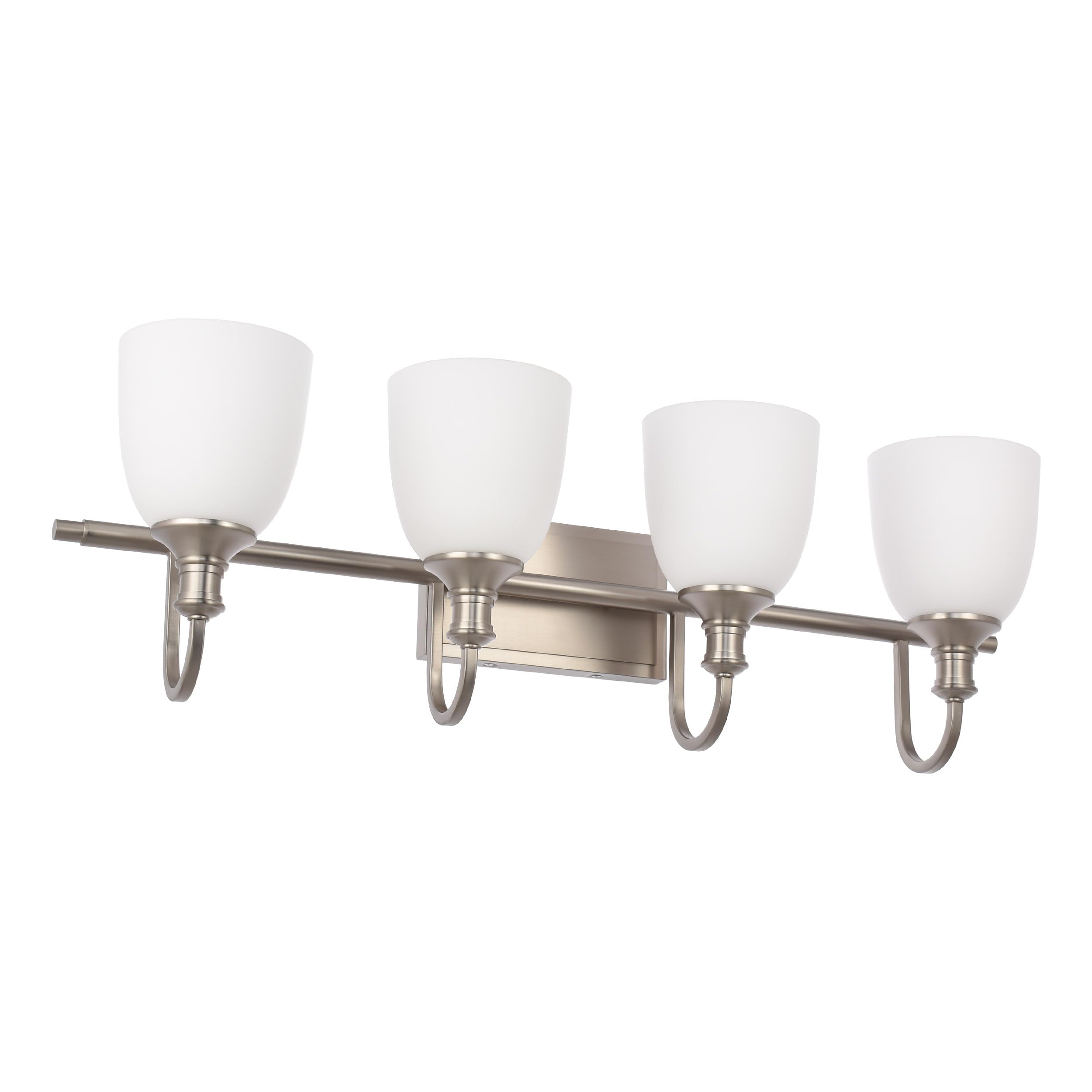 Hanaloa Bathroom Vanity Light Fixtures, Vintage Brushed Nickel 4 Lights Wall Sconce Lighting With Opal Glass Shade, Porch Wall Mount Light Fixture For Bathroom, Mirror Cabinets Hallway Stairs