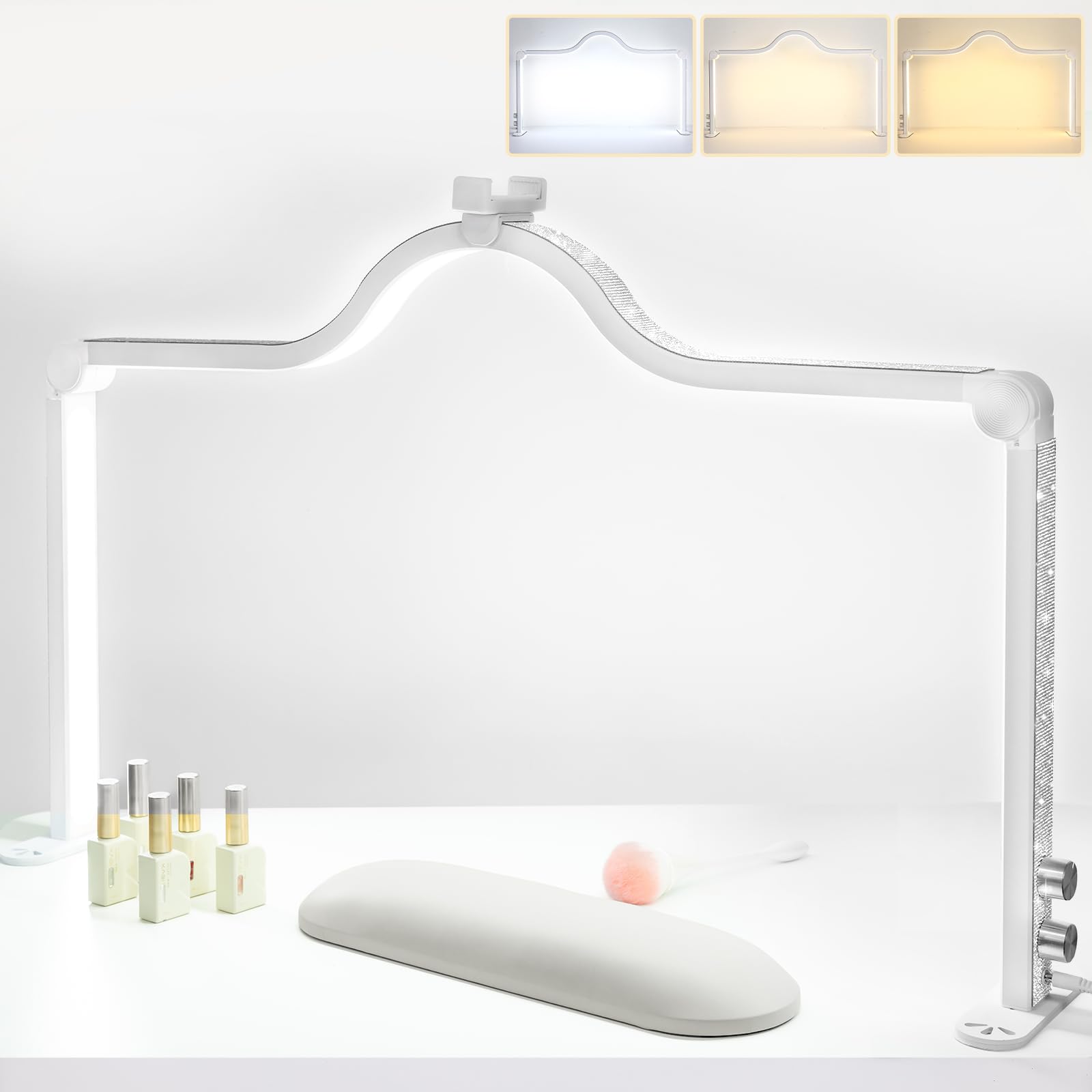 Kedao Nail Light For Desk Half Moon Light For Nail Desk 34Inch Foldable Led Table Lamp Manicure For Table Adjustable Dimmable Ha