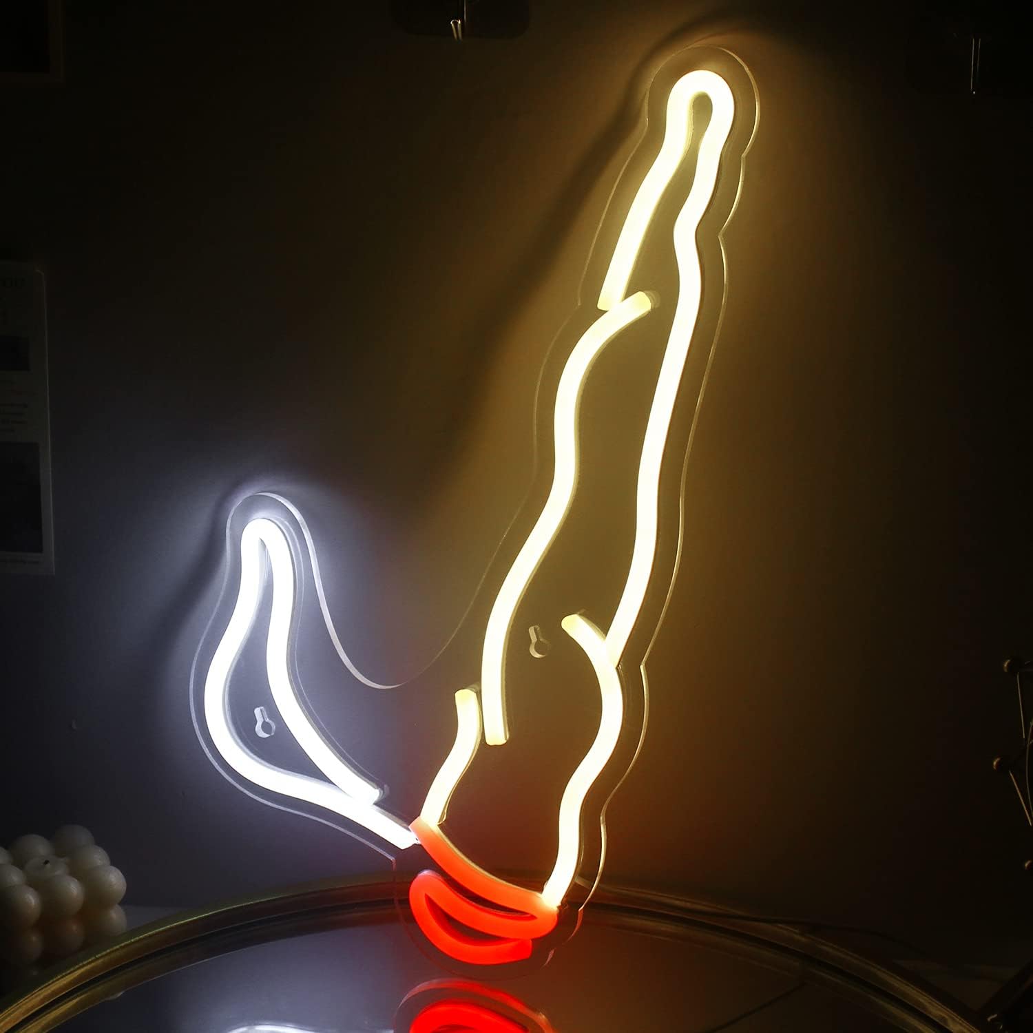 ineonlife LED Neon Sign, Red White Wall Decor Light, Model NS112, Acrylic Material, USB Powered, Unique Night Light for Boys