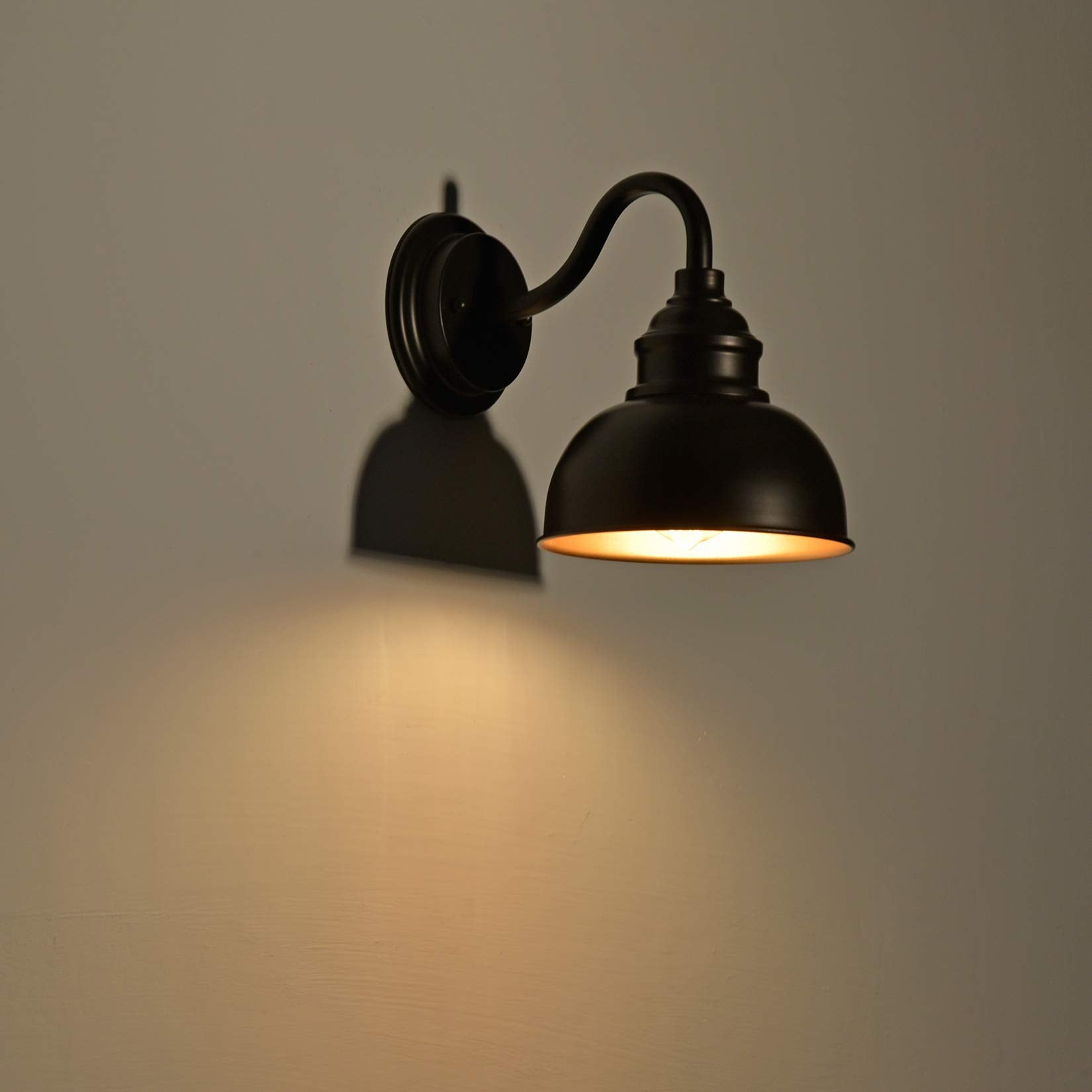 ACLand Industrial Gooseneck Barn Light Sconce, Oil Rubbed Bronze, Metal, 2 Pack W7.5" - Ideal for Bedroom, Bathroom, Hallway, Living Room