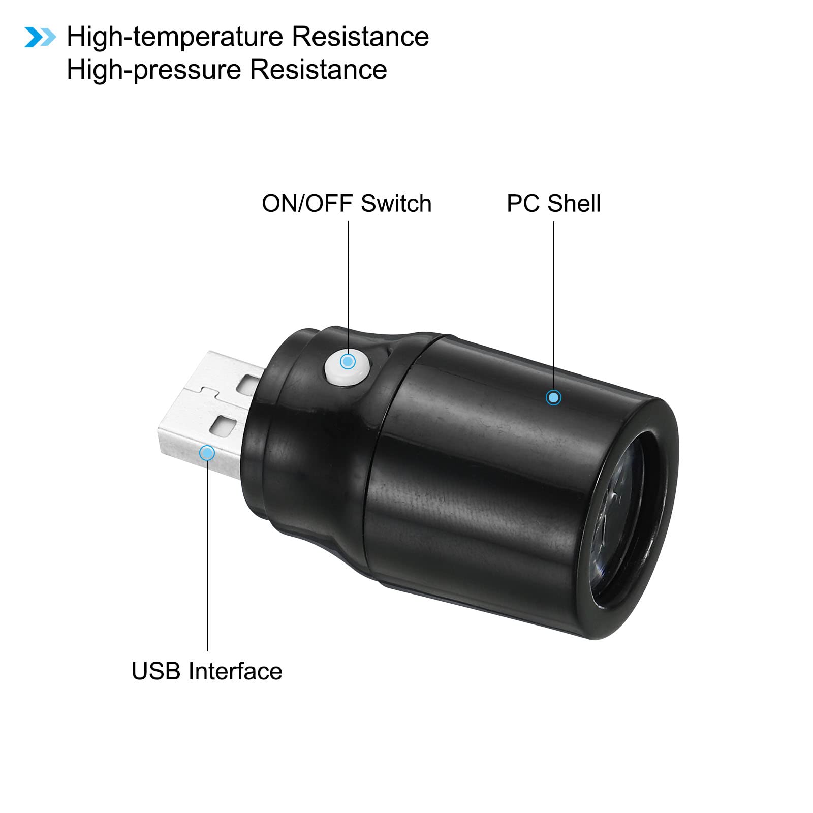 Patikil Mini Pocket Usb Flashlight, 4 Pack Usb Torch Rechargeable Portable Small Led Flashlight With On/Off Switch For Outdoor Camping, Black