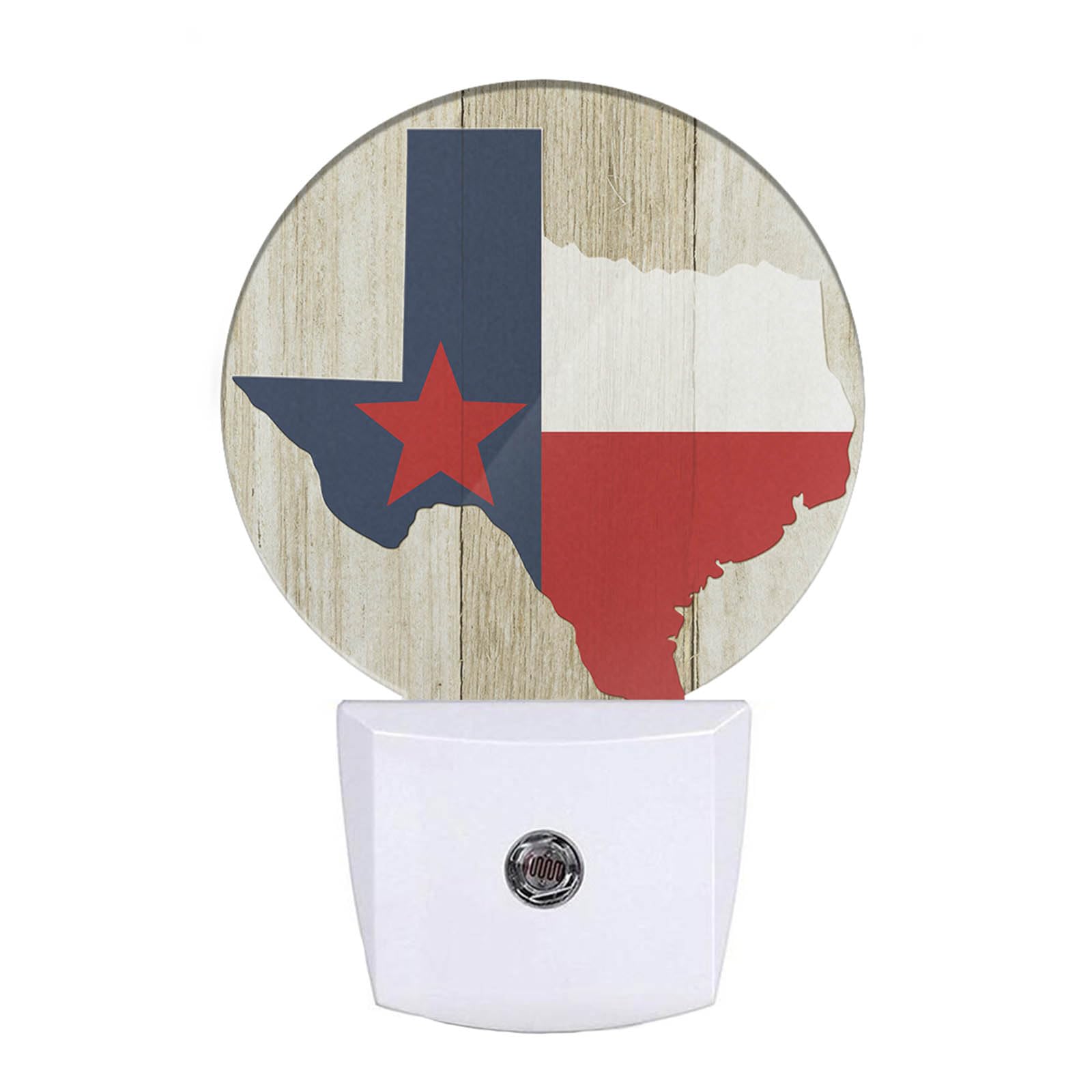 EKOBLA Texas Flag Night Lights Plug into Wall Texas State Rustic Night Light with Dusk to Dawn Sensor LED Round Lamp for Boys Gi