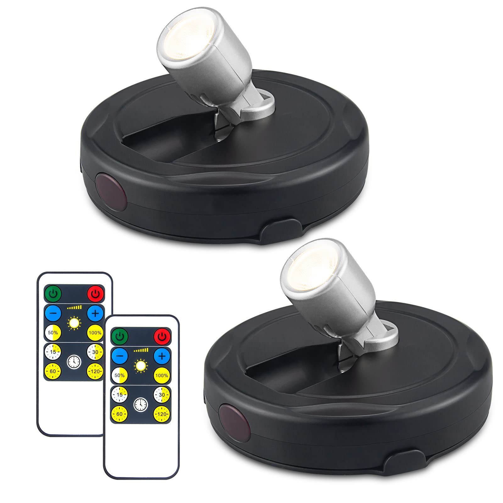 HEAGEERO Wireless Spot Lights, Remote Control Accent Lighting, Battery Powered, Silver, Model 5f6c6751-fded-4d70-b251-a7428aa63728