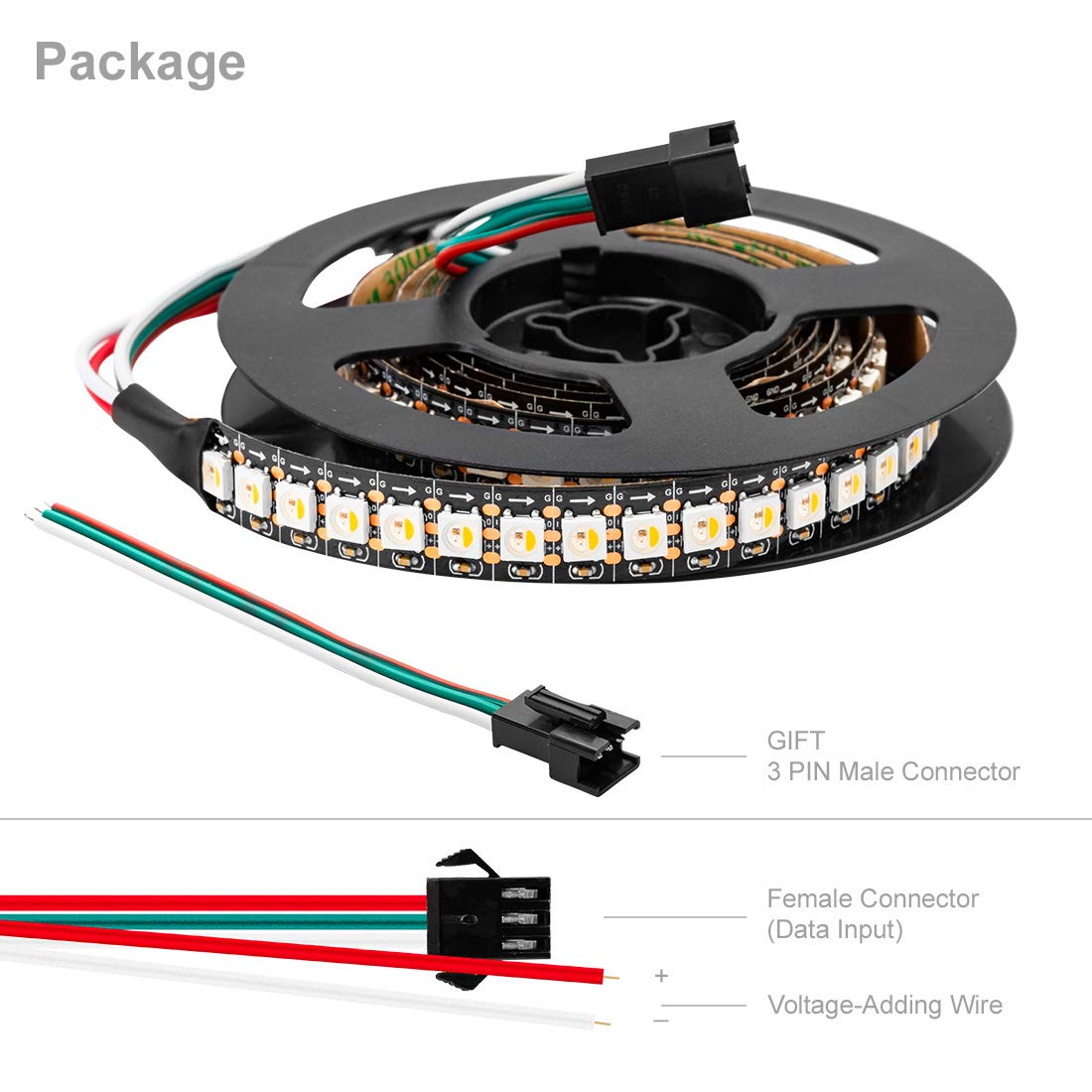 Btf-Lighting Rgbw Rgb+Warm White Sk6812 (Similar Ws2812B) Individually Addressable 3.3Ft 1M 144(2X72) Leds Flexible 4 Colors In 1 Led Dream Color Led Strip Ip30 Non-Waterproof Dc5V Black Pcb