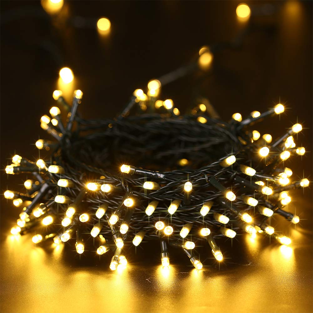LYHOPE Christmas Lights, 200 LED 72ft 8 Modes Battery Operated Waterproof Fairy Christmas String Lights for Outdoor & Indoor, Pa