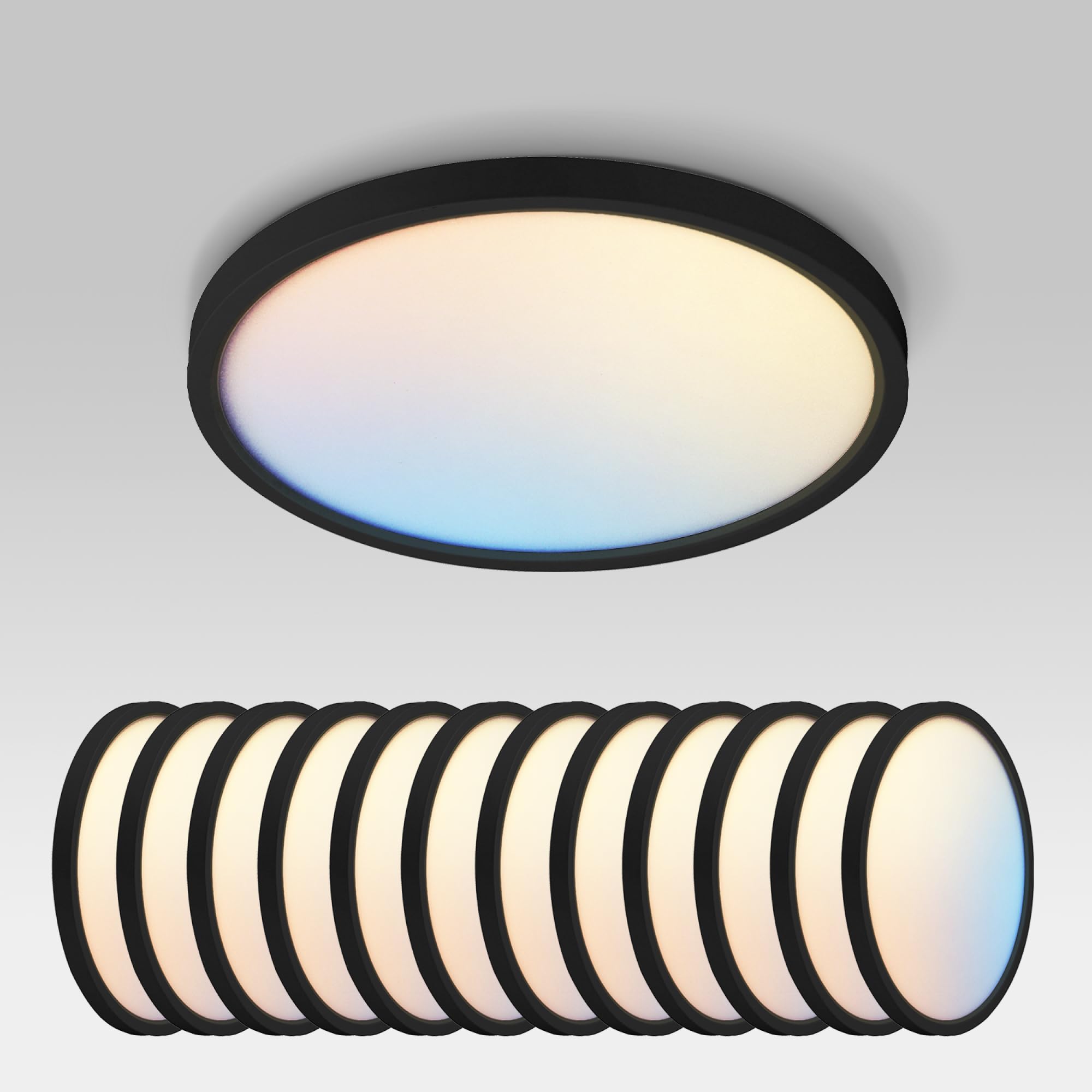 ASD LED Flush Mount Ceiling Light 9in Round 18W 1660LM Dimmable Black 12 Pack