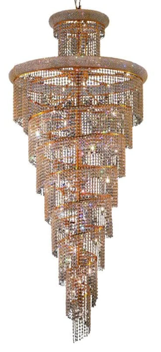 Elegant Lighting Value Spiral 32 Light Gold Chandelier Clear Royal Cut Crystal - Finish:Gold - Finish:Gold - Finish:Gold - Finish:Gold - Finish:Gold - Finish:Gold - Finish:Gold Gold