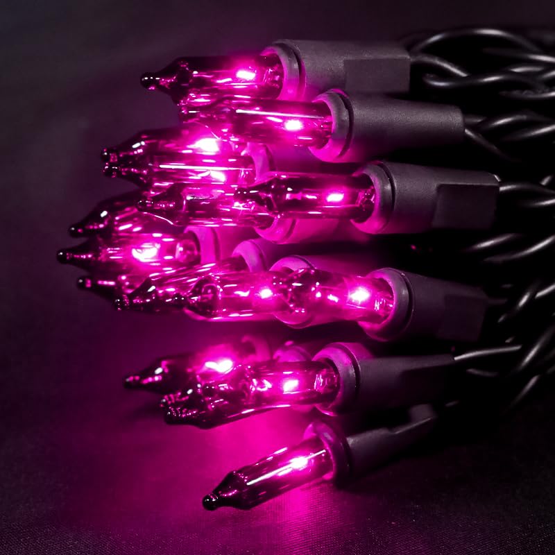 Multi-Sparking Halloween Lights Purple 35 Count - Incandescent Christmas Lights Indoor Mini Halloween String Lights For Outdoor Halloween Decorations, 8.5 Feet Black Wire Purple Lights