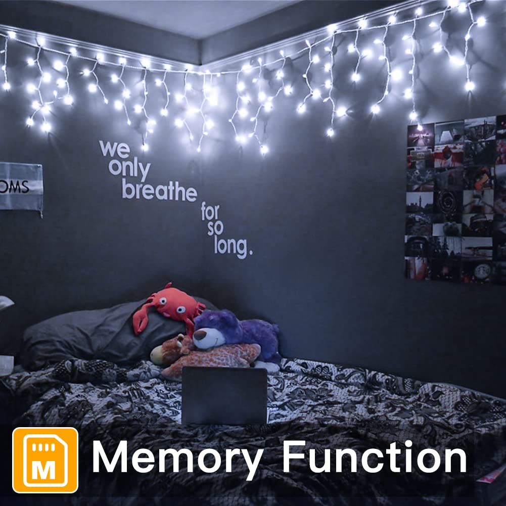 Ollny Cool White Icicle Lights, 594 Led Christmas Lights, 49Ft, Waterproof With Remote, 8 Modes, Model Hg-29V595Bc