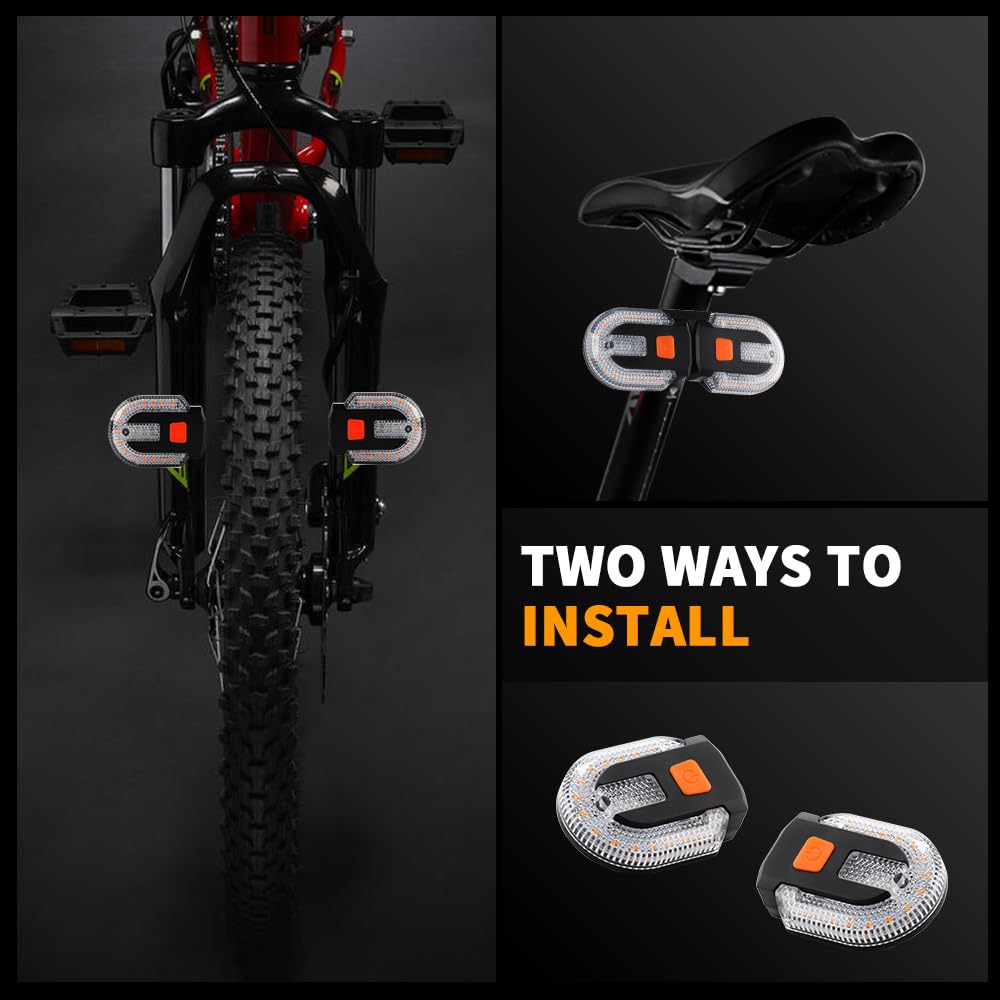 Teguangmei Bike Tail Light with Turn Signal, USB Rechargeable, Split Type, 2PC Yellow+Red