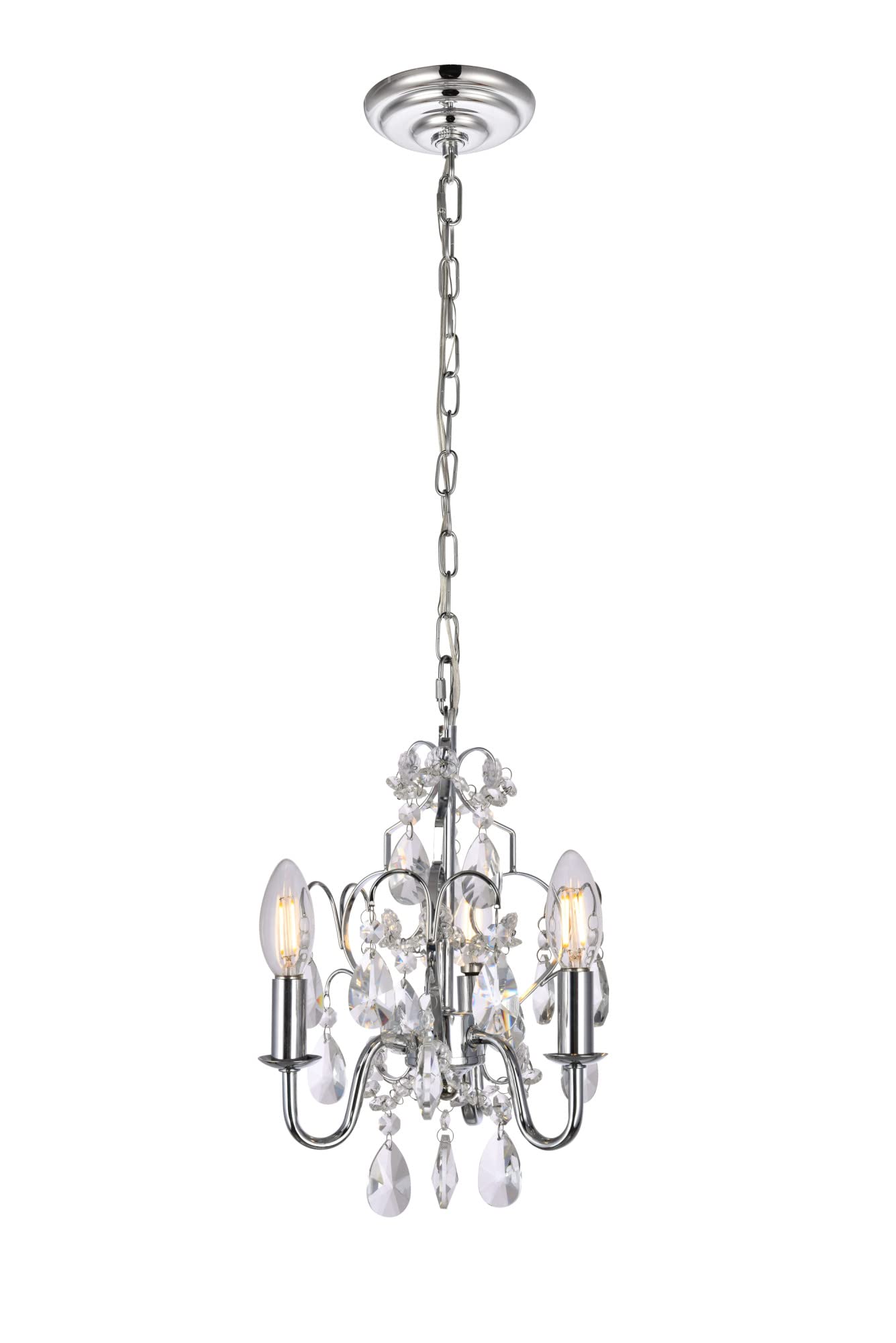 Elegant Lighting Living District Indoor Modern Home Decorative Bright Ceiling Kaede Collection Pendant D9.5 H12.2 Lt:3 Chrome Finish