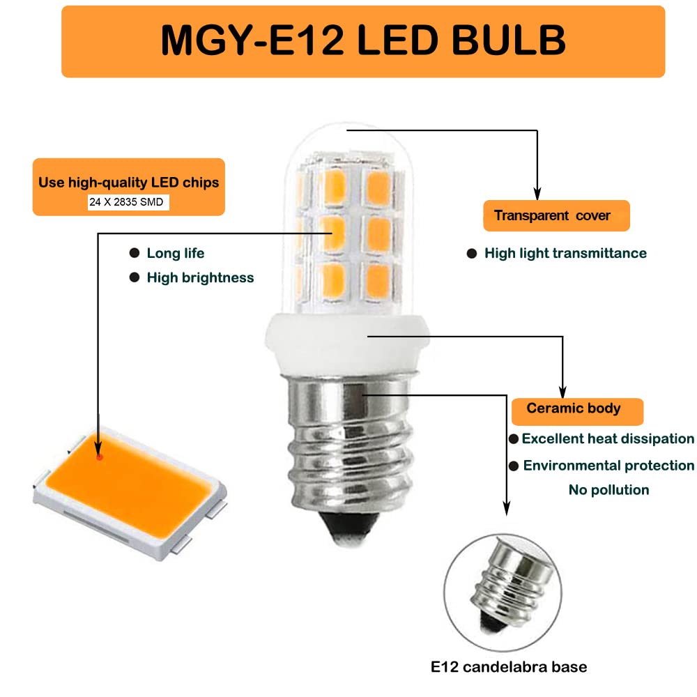 G Mgy Oled E12 Warm White Led Bulbs For Salt Lamps, Chandeliers, Night Lights - 6 Pack