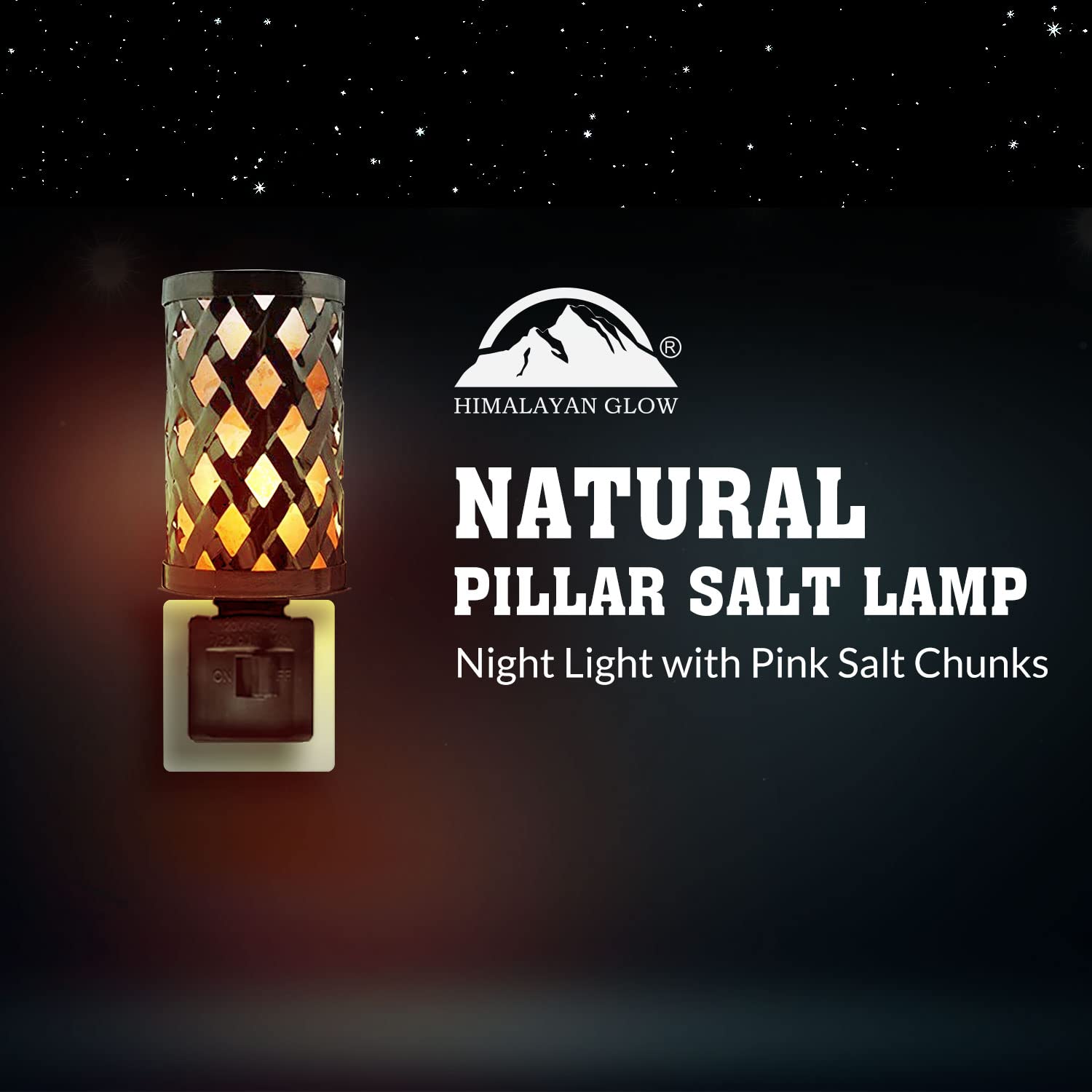 Natural Solution Himalayan Glow Salt Lamp Night Light, 360° Rotatable Wall Plug, Metal, Standard Size, Orange, Model 1809D