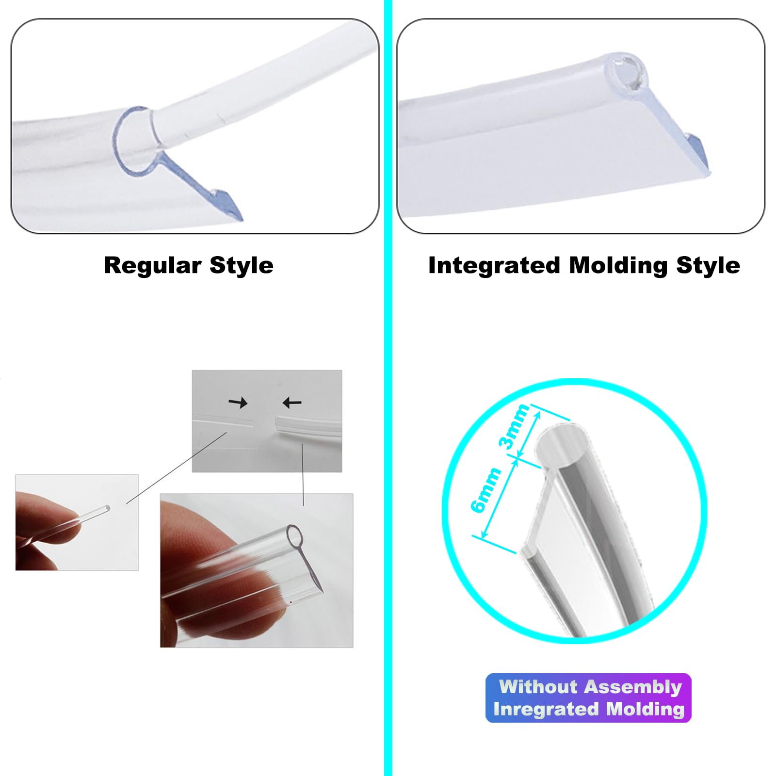Jushope Fiber Optic Car Lights, 236 PMMA Light Guide Cable, 6mm Skirt for Ambient Interior Lighting, Integrated Molding Style