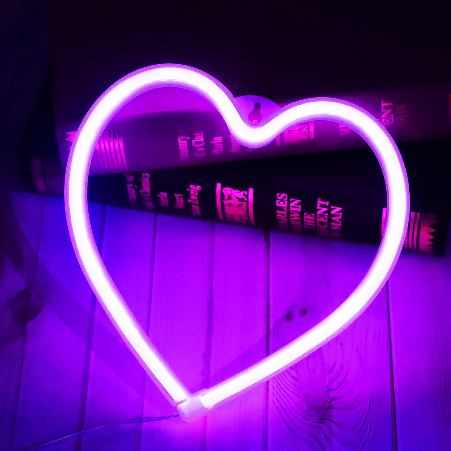 Vicila Purple Heart Neon Sign - USB/Battery Operated Night Light for Bedroom, Festival, Party Decor