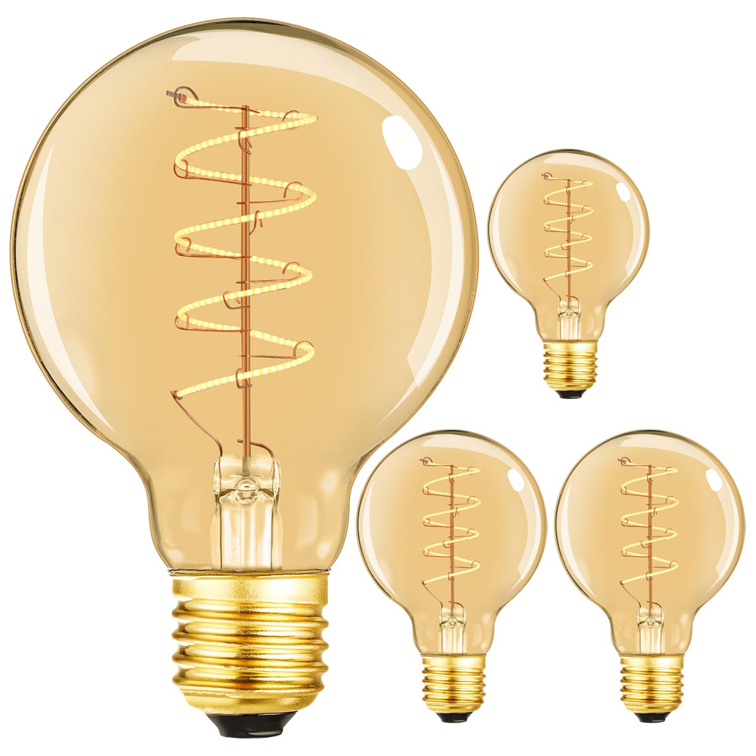Leools Vintage Led Spiral Filament Bulb G25/G80 Dimmable Flick-Free 6W Cri95 Led Edison Globe Light Bulb E26 Base,Amber Glass,Wa