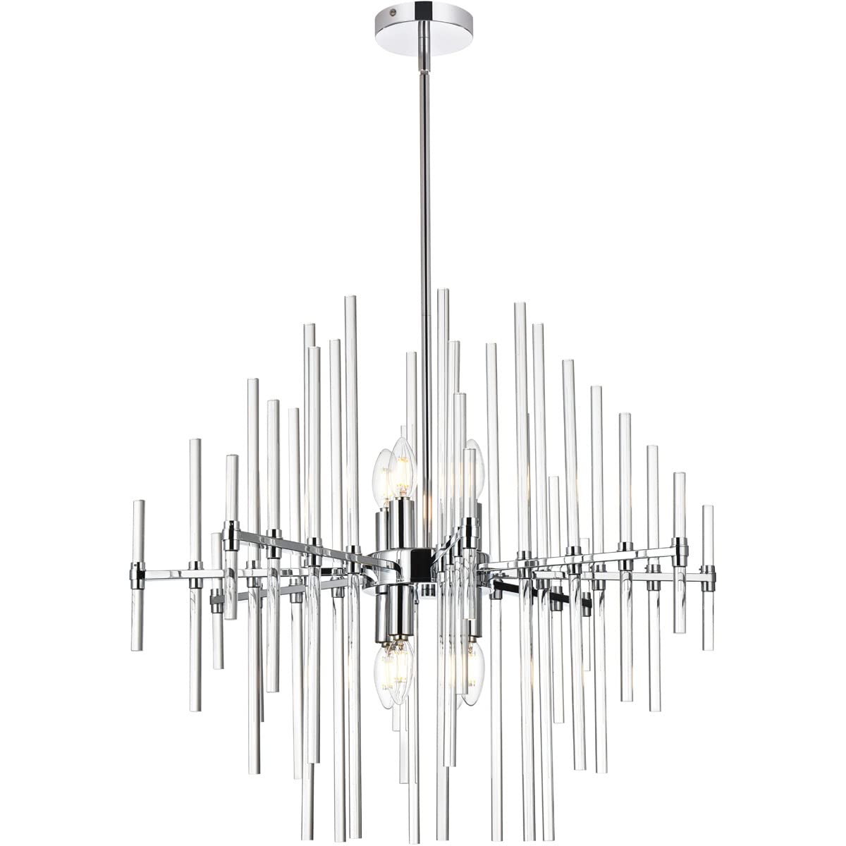 Elegant Lighting Ceiling Light Pendant 27in Chrome Crystal Rod 2502D27C