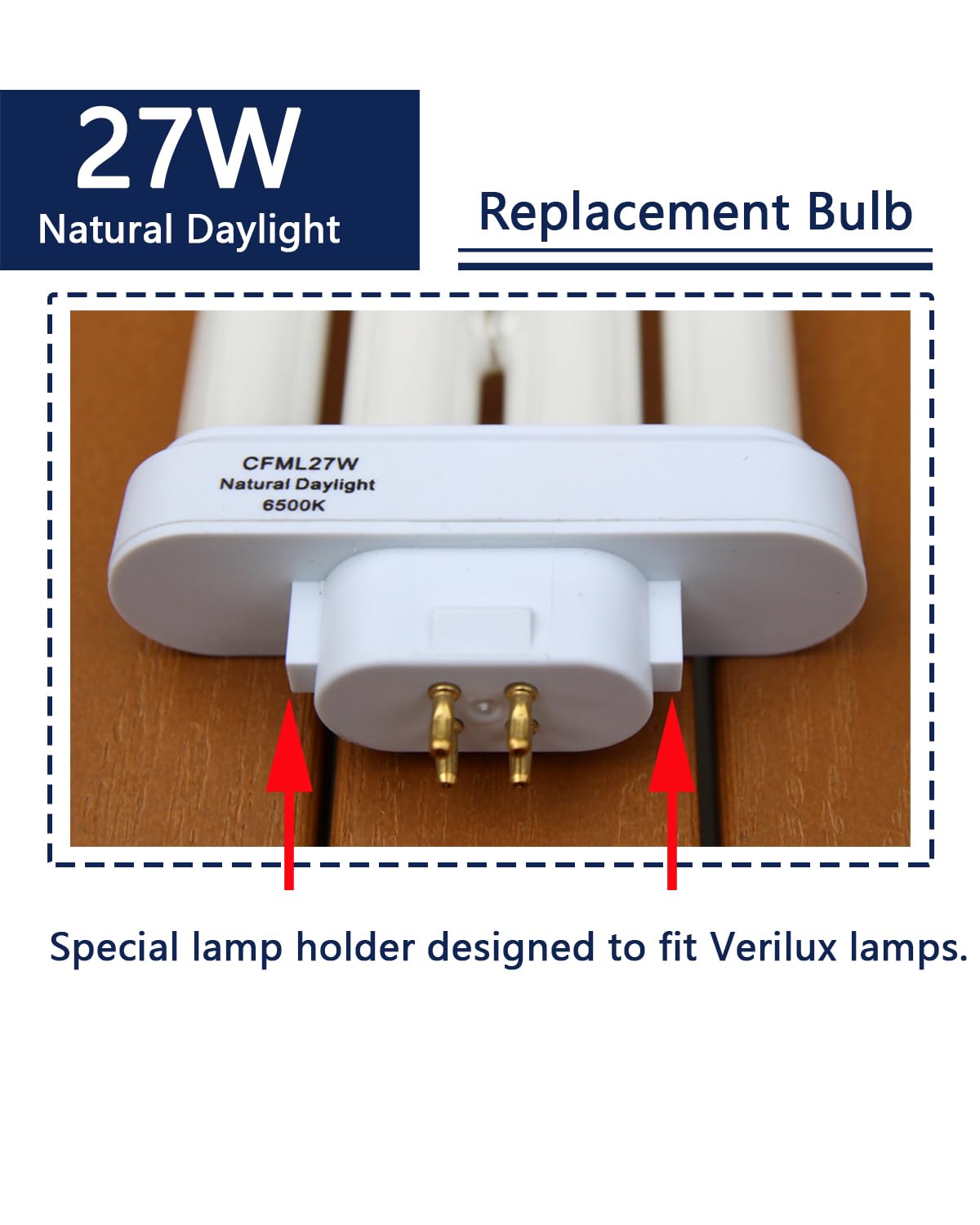 Valoisa Cfml27Vlx Replacement Fluorescent Light Bulb, Natural Daylight Spectrum 6500K,Compatible For Cfml27Vlx,1Pack