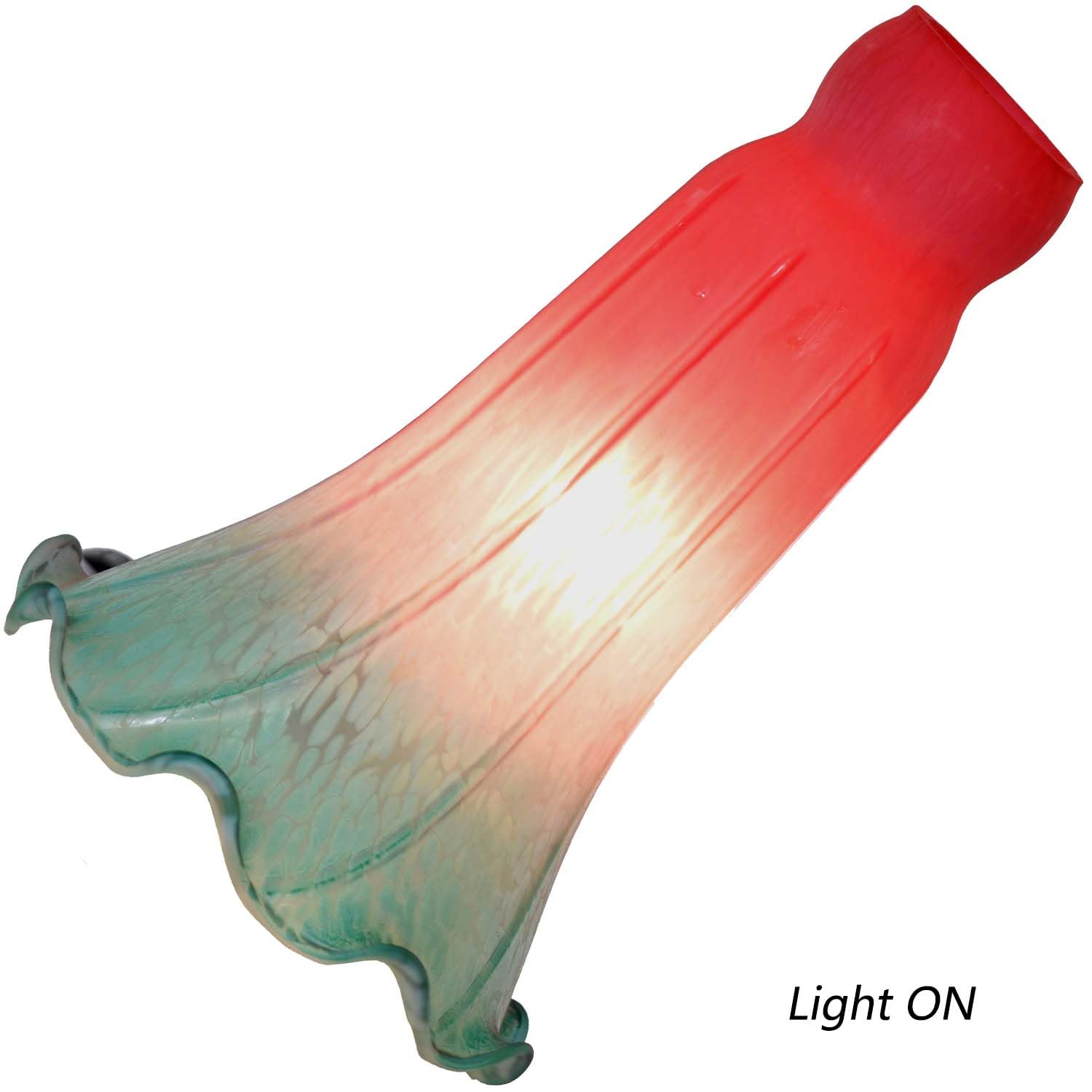 Bieye Ls70 Lily Flower Blown Glass Lampshade (Red Cyan, Opening I.D. 1.26'' X O.D. 1.5'')