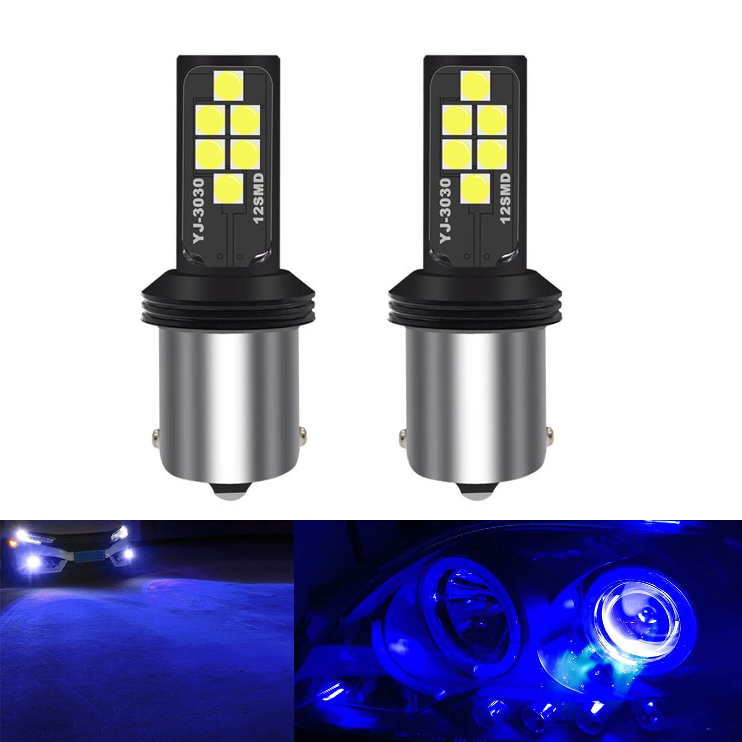 SOCAL-LED LIGHTING 1156 BA15s Blue LED Turn Signal Bulb, 3030 SMD, Dark Blue, Pack of 2