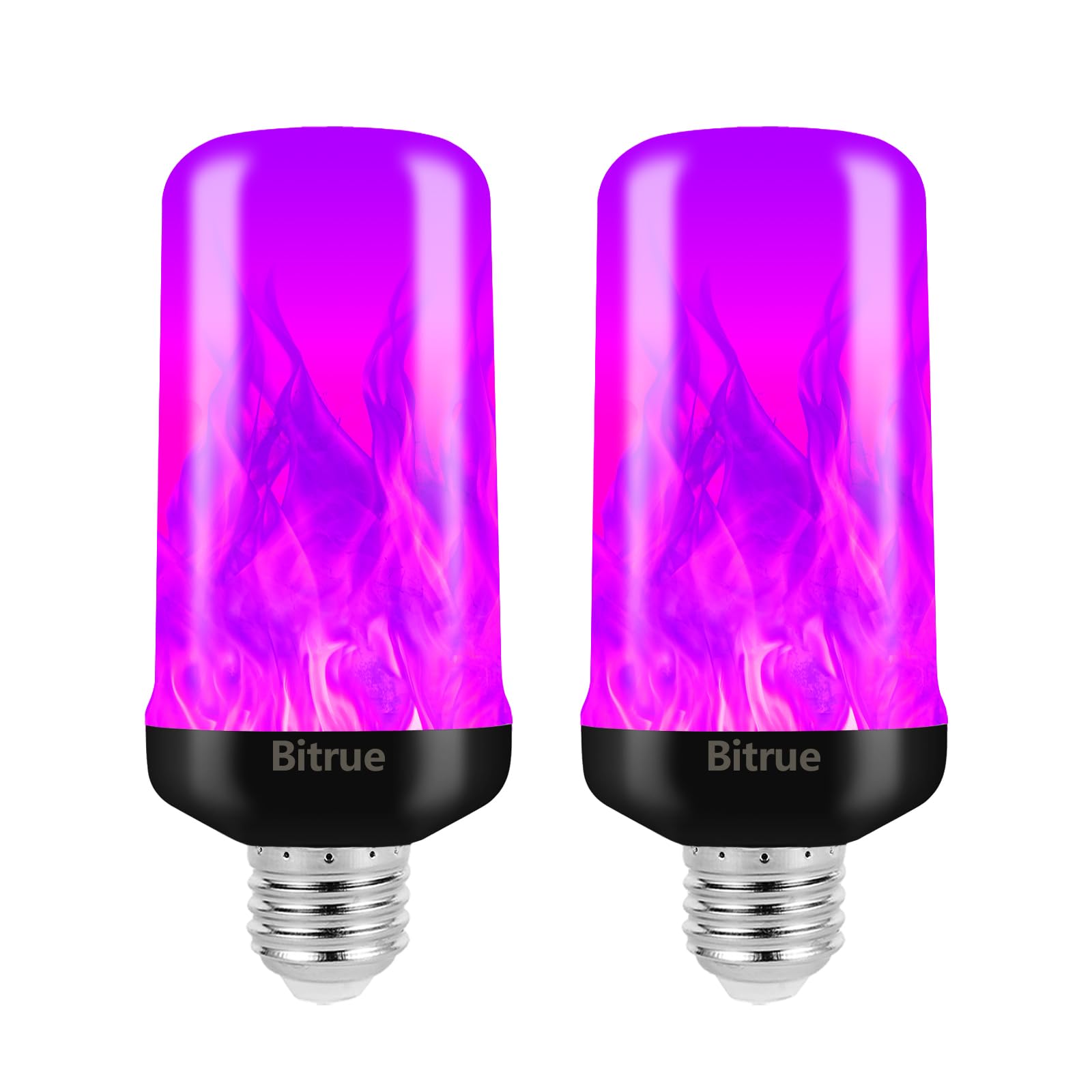 Bitrue Led Flame Bulbs, 4 Modes Purple Flame Effect Light Bulbs, E26 Base Fire Light Bulb With Gravity Sensor, Flickering Light 