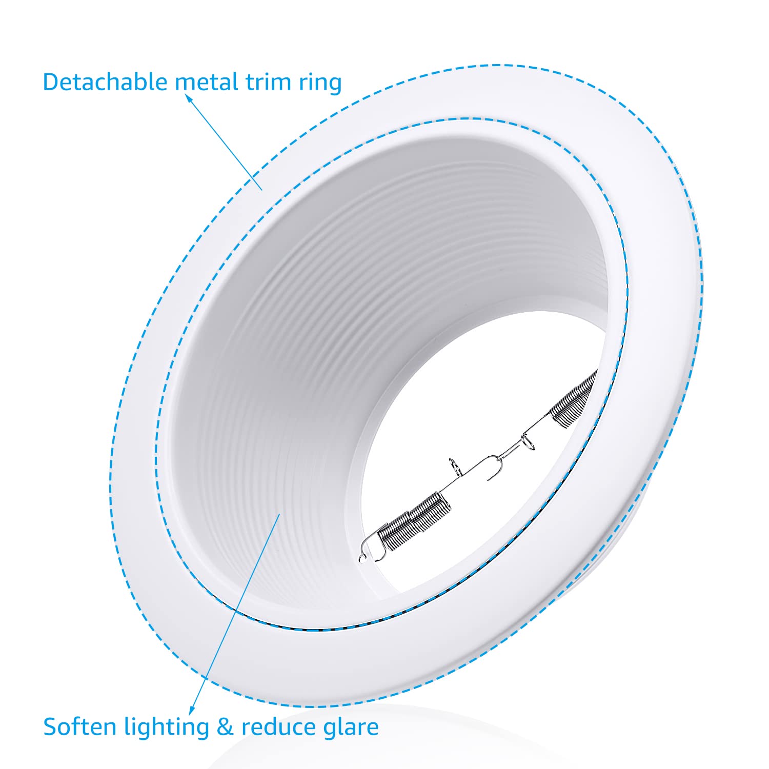 TORCHSTAR 12-Pack 6 Inch White Recessed Light Trim, Full Metal Step Baffle, Fits Halo/Juno Remodel Housing, Model LNRLT-6-12PWHT-IR