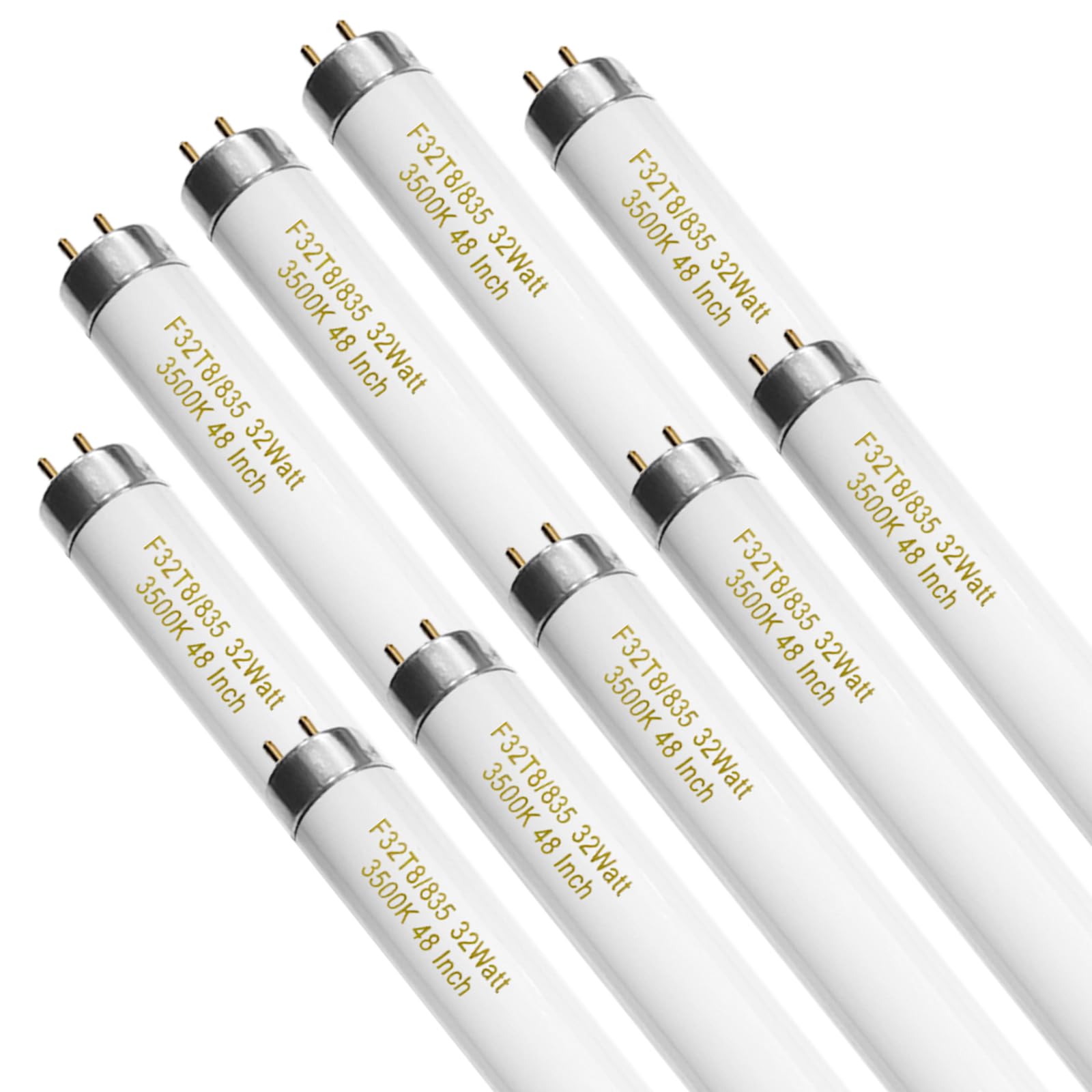 Konideke 10 Pack  F32T8/835 32W T8 Fluorescent Tube Light Bulb 48 Inch  3500K Warm White  4 Foot Fluorescent Bulbs  G13 Medium Bi-Pin Base