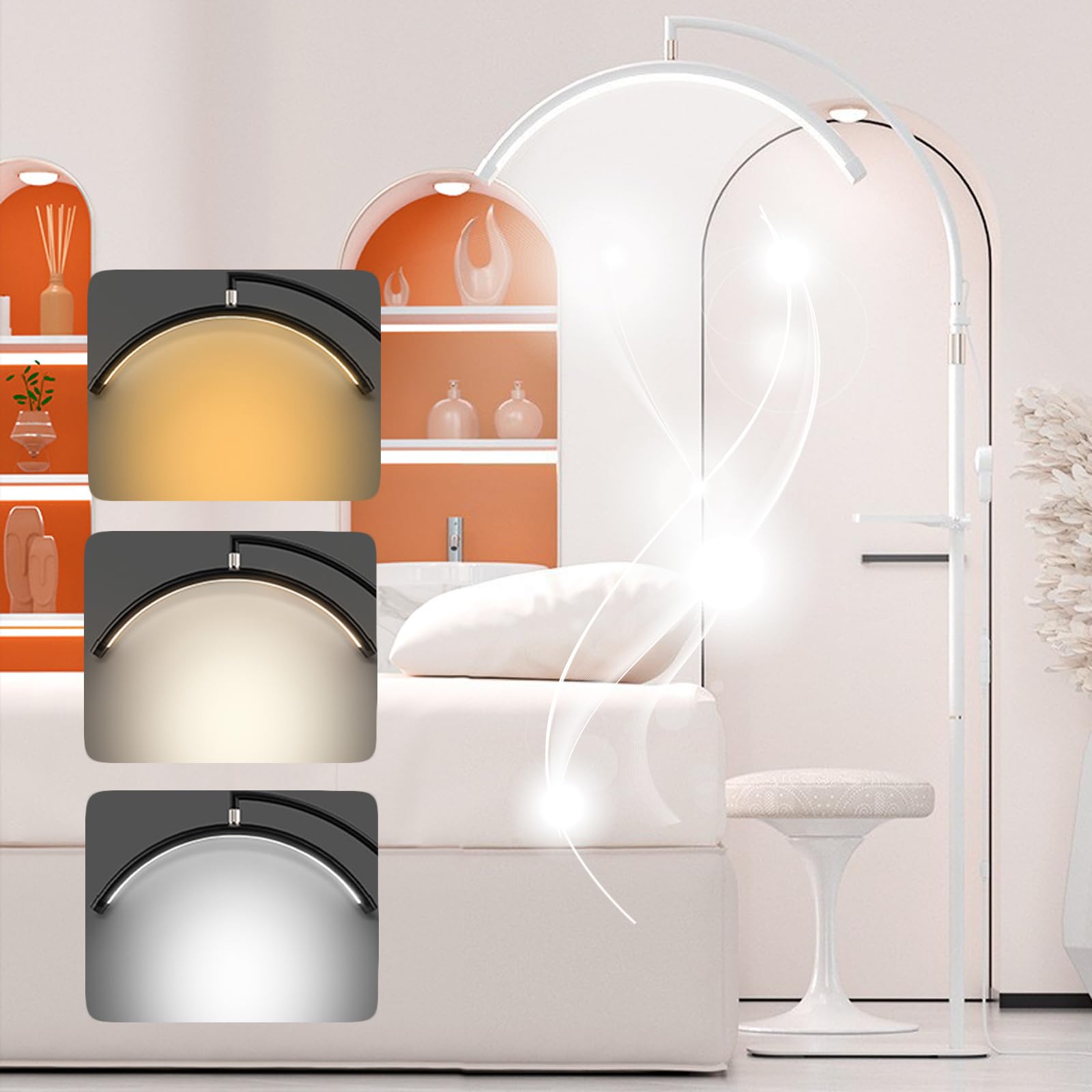 Aiexcxs Eyelash Led Floor Light - Estheticians & Tattoo Light, Pmu Lamp, Facialist Moon Lamp For Beauty Filming & Content Creation (28In, White)