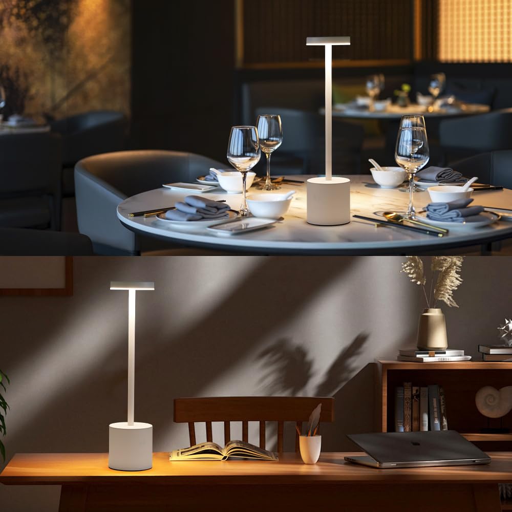 2 Pack Led Cordless Table Lamp, Portable 5000Mah Rechargeable Table Lamp, Touch Control Outdoor Table Lamp, 3 Color Dimmable Cor