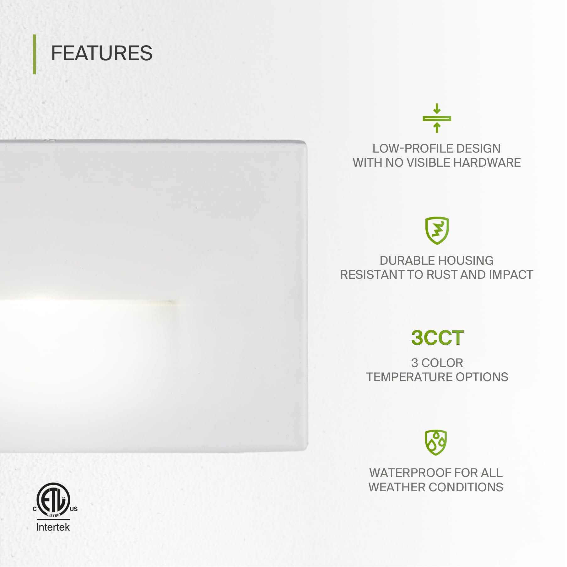 ASD LED Recessed Step Light Fixture, Dimmable, Waterproof, 3W 120LM, 4.75 Inch, White, 24 Pack