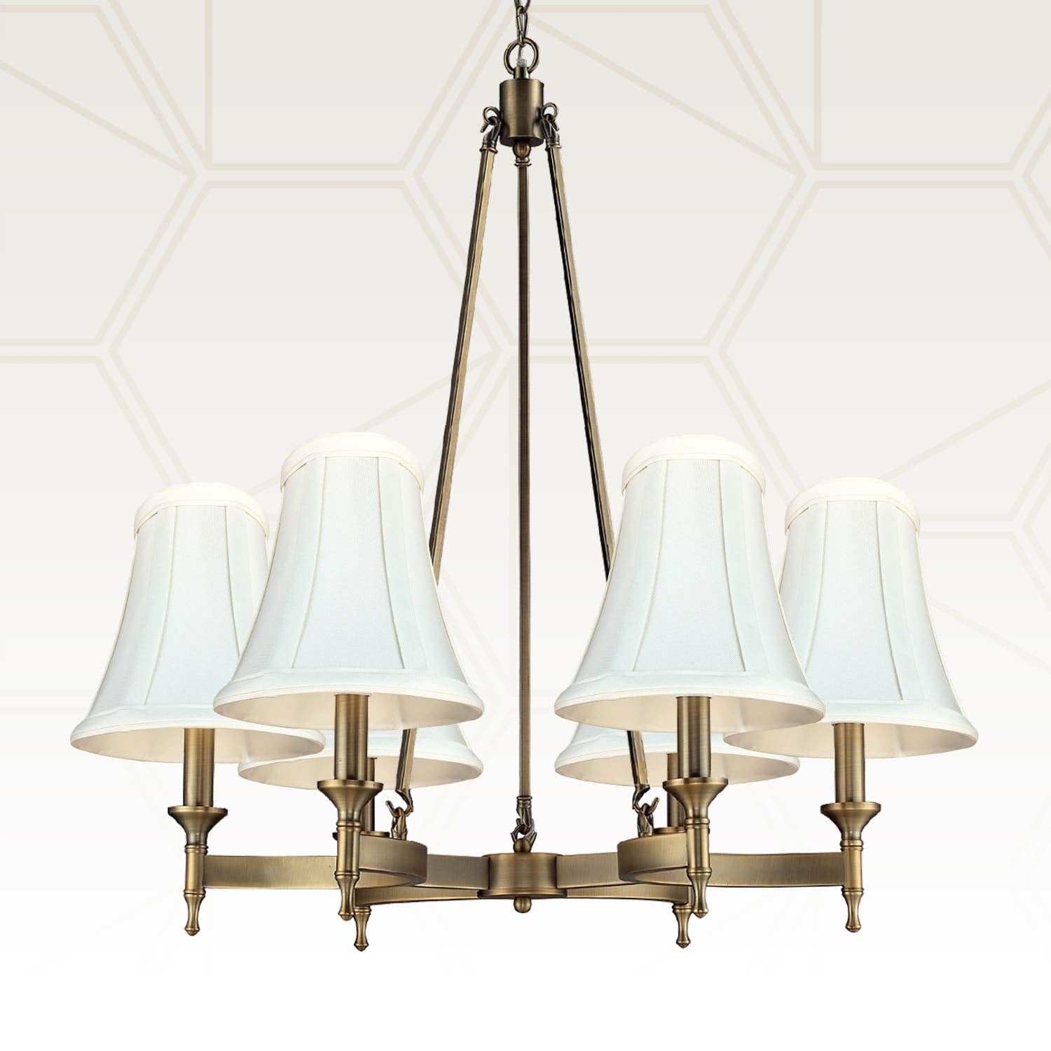 Royal Designs, Inc. True Bell Lamp Shade, Faux Silk, 3in x 6in x 6.25in, White, Model BSO-704FC-6WH-6,