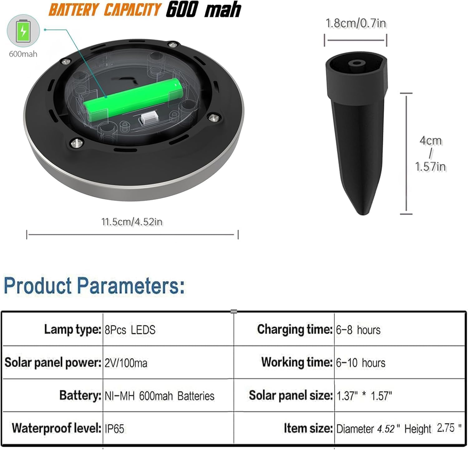 Yakalla Solar Outdoor Lights - 12 Pack Deck Lights, Bright White, Plastic, Model DD-12PCS, Ideal for Landscape, Lawn, Pathway, and Garden