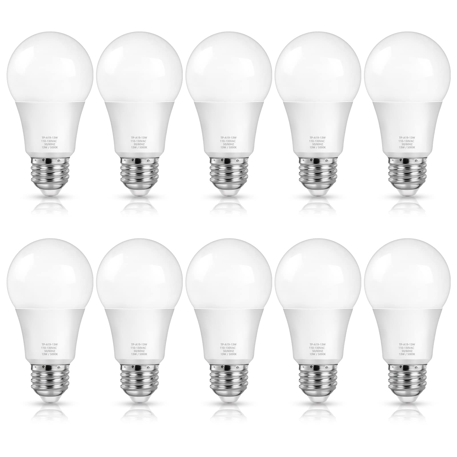 Maxvolador A19 Led Light Bulbs, 100 Watt Equivalent Led Bulbs, Daylight 5000K, 1500 Lumens, E26 Standard Base, Non-Dimmable, 13W