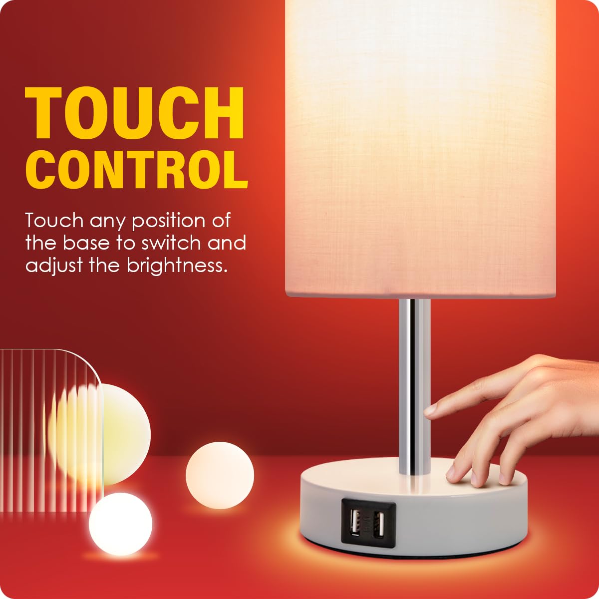 Yarra-Decor Pink Touch Control Desk Lamp with USB Port, 3 Brightness Levels for Bedroom, Living Room, Home Office