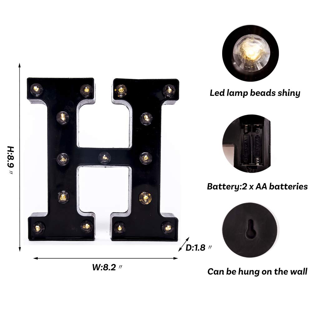 Foaky Black LED Marquee Number Lights, Battery Powered, Plastic Decoration for Weddings, Birthdays, Christmas, Home Bars