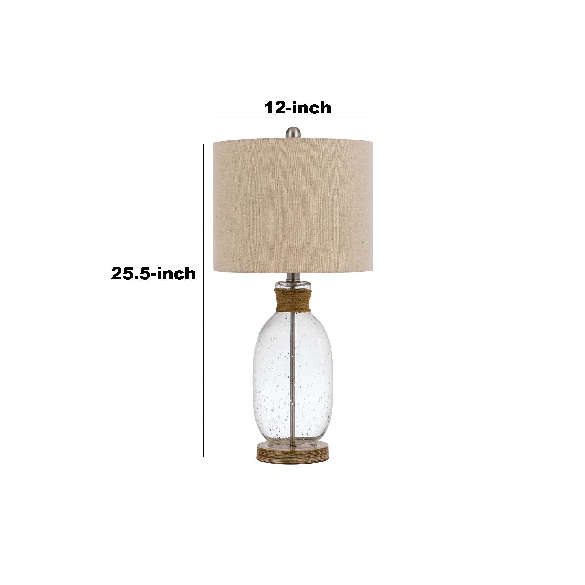 Benzara Table Lamp - Bubble Glass Body with Rope Accent, Beige, Model BM241867