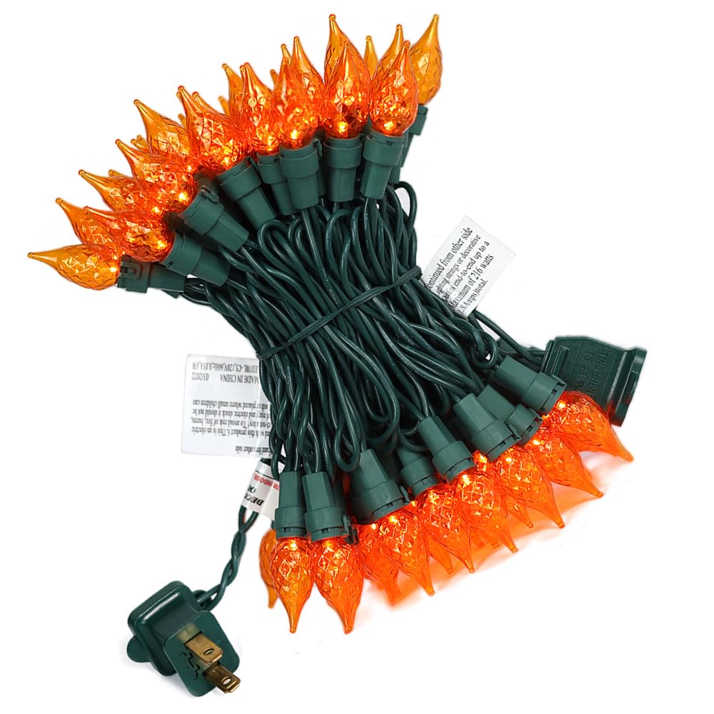 Solduce Orange Lights Halloween Lights 70 LED C5 Glass Connectable Christmas Lights for Indoor and Outdoor use, Plug -in String 