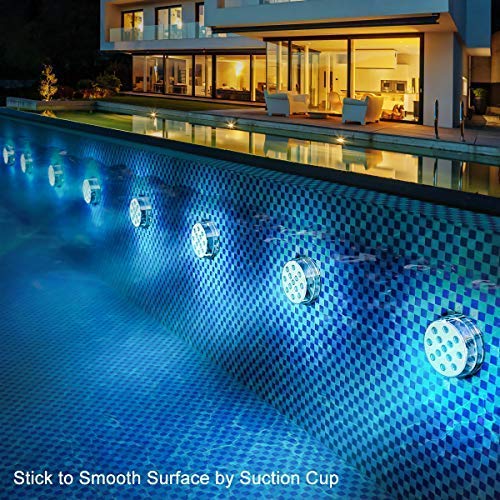 LOFTEK Submersible LED Pool Lights - 4-Pack Color Changing Waterproof Remote Control, Battery Operated, 3.35” for Inground Ponds