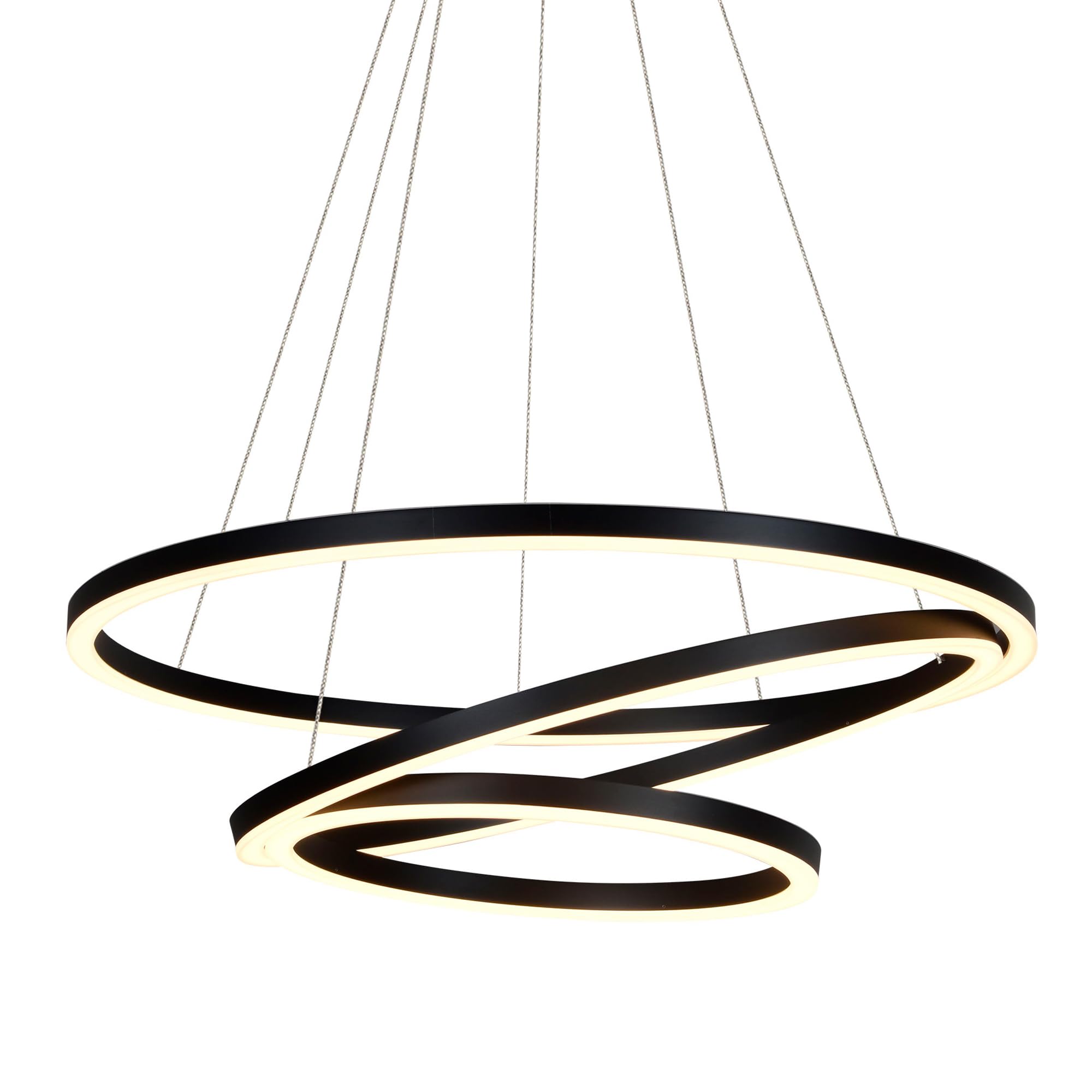 VONN Tania Trio Chandelier, 32in Adjustable Modern Lighting, Black Aluminum, Model VMC32500BL, 31.50in L x 31.50in W x