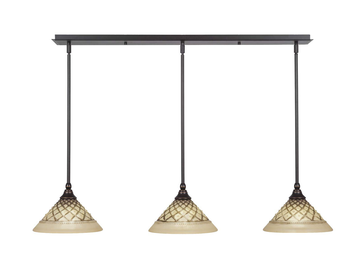 Toltec Lighting 3 Light Linear Pendalier In Dark Granite (36-Dg-7183)