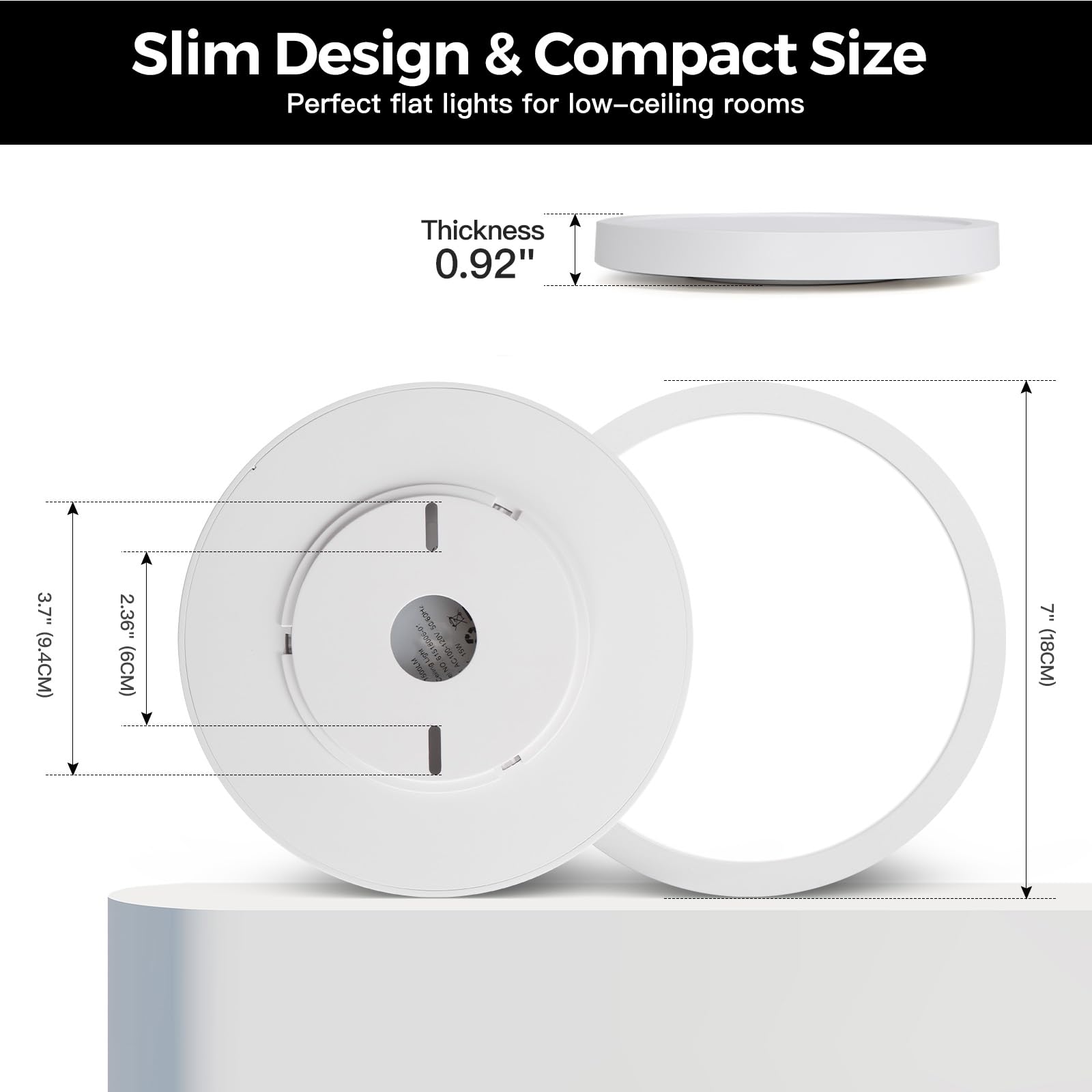 7Inch Flush Mount Led Ceiling Lights 100W Equivalent 4000K Natural White, 15W 1500Lm Dimmable Flat Surface Mount Ceiling Light, Small Round Light Fixtures For Closet Basement Hallway Kitchen, 4 Packs