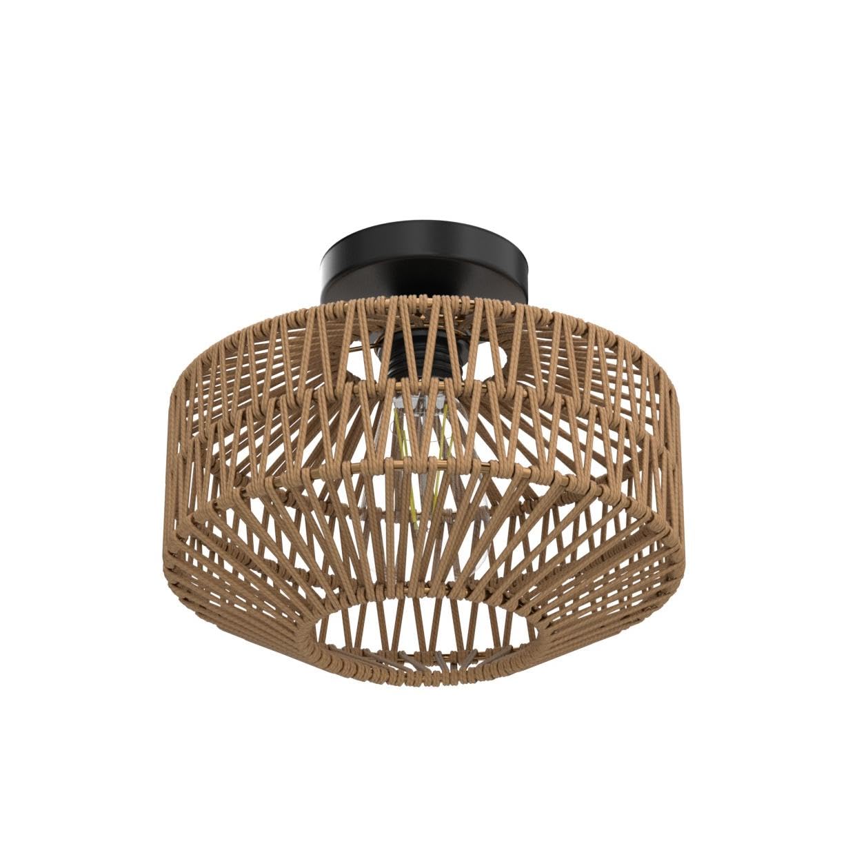 Jobtical Boho Light Fixtures Ceiling Mount,Mini Rattan Chandelier Light Fixture With Dimmable Led Bulb,Hand Woven Ceiling Light