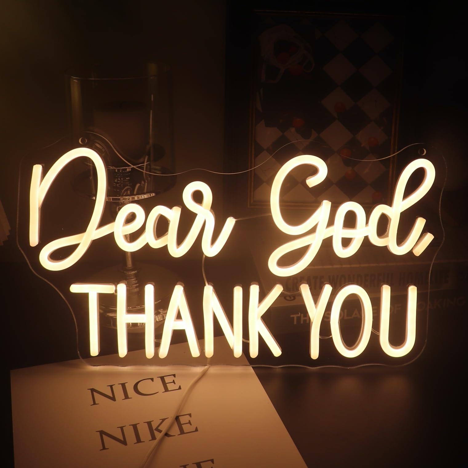 QiaoFei Neon Sign LED Dimmable Decorative Light, Inspirational Office Decor, Medium Size, Warm White
