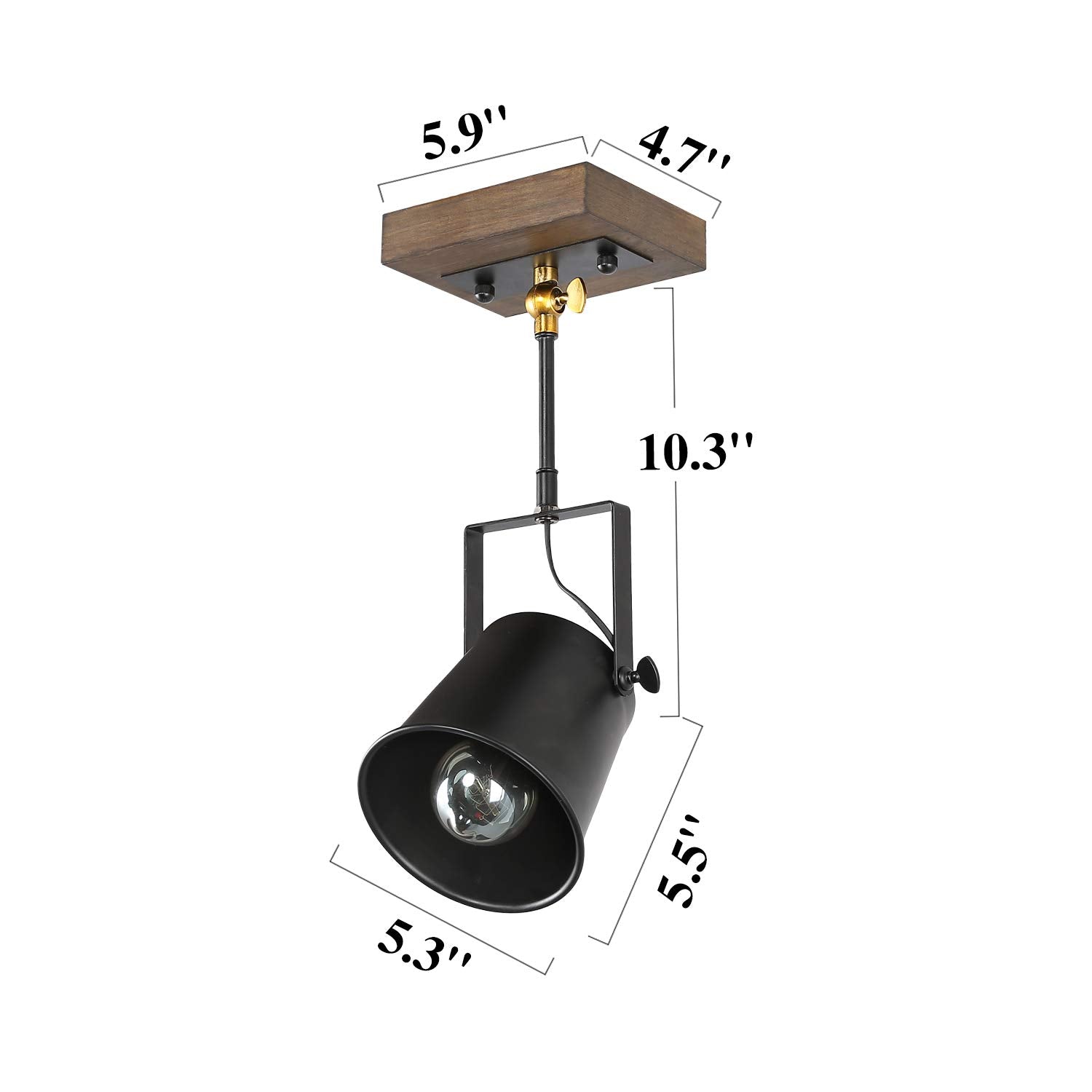 LNC Adjustable Track Lighting Fixture, 1 Head, Metal, Black discomfort-reducingted Finish, Farmhouse Style Semi Flush Mount Ceiling Spotlight