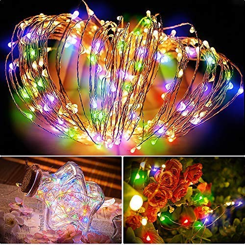Buways 2 Pack 75 Led 24.6Ft Battery Operated Fairy String Lights With Remote, 8 Modes Silver Wire Firefly Lights For Christmas Party Bedroom Indoor Outdoor Decor (Multi-Color)