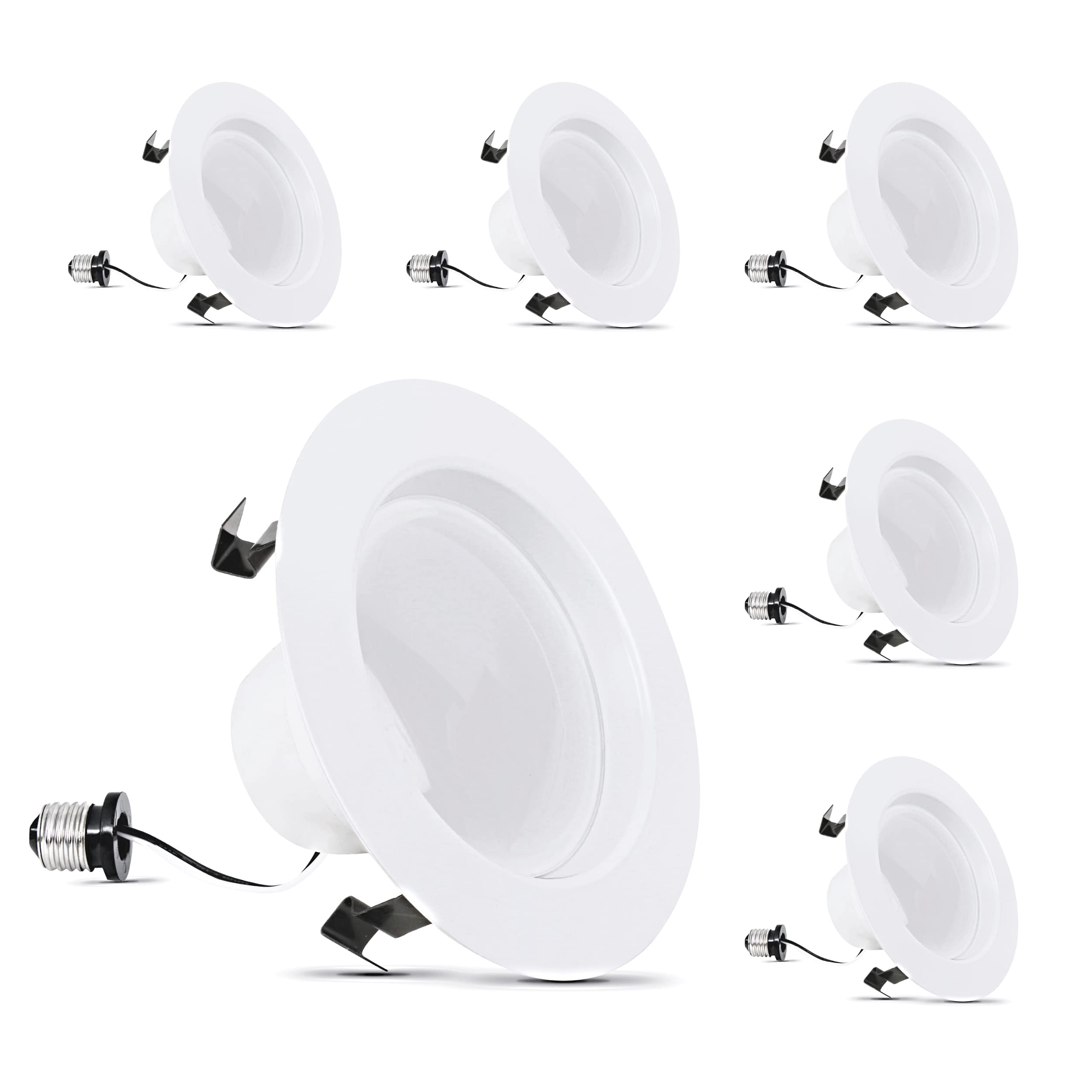 Feit Electric 4 Inch LED Recessed Lighting Retrofit Downlight - Pre-Mounted Trim - Standard Base Adapter - 2700K Soft White - Di