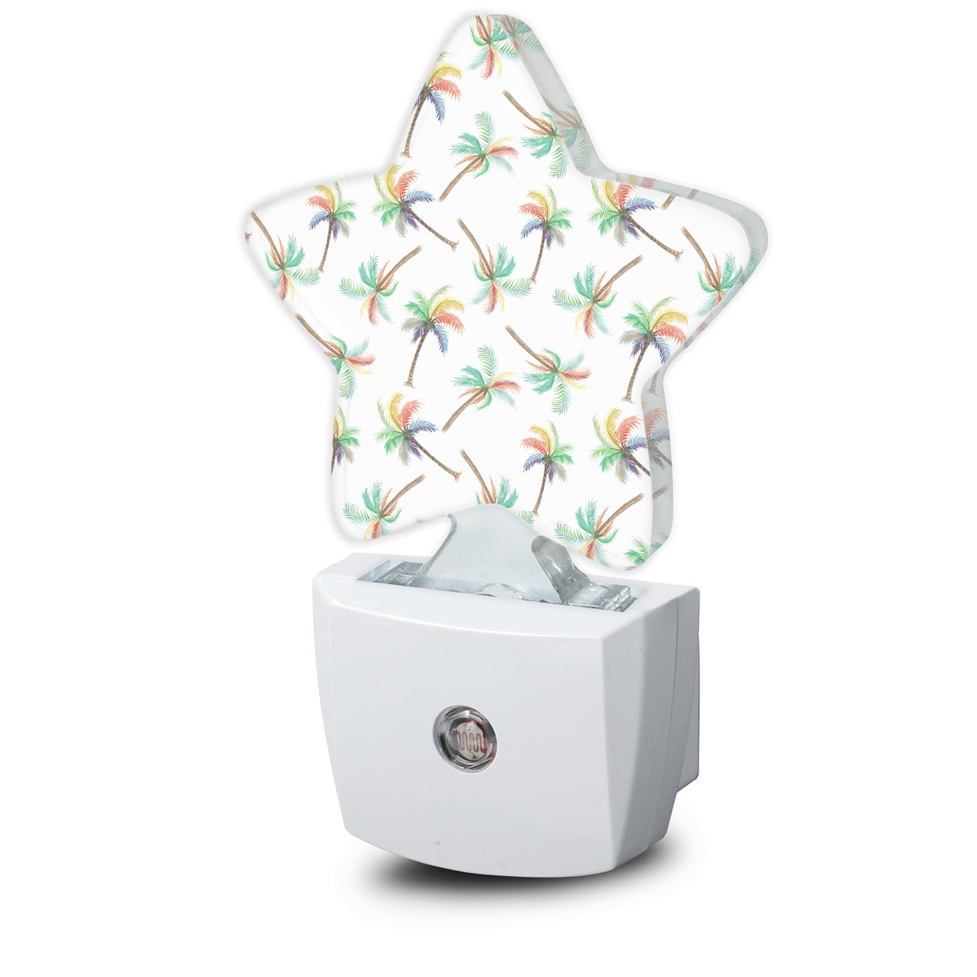 Losthll Watercolor Rainbow Coconut Tree Night Light,Dusk to Dawn Smart Sensor Nightlight for Bedroom Bathroom Kitchen Hallway St